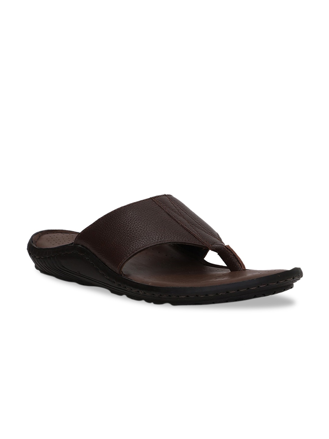 Bata Men Brown Leather Comfort Sandals
