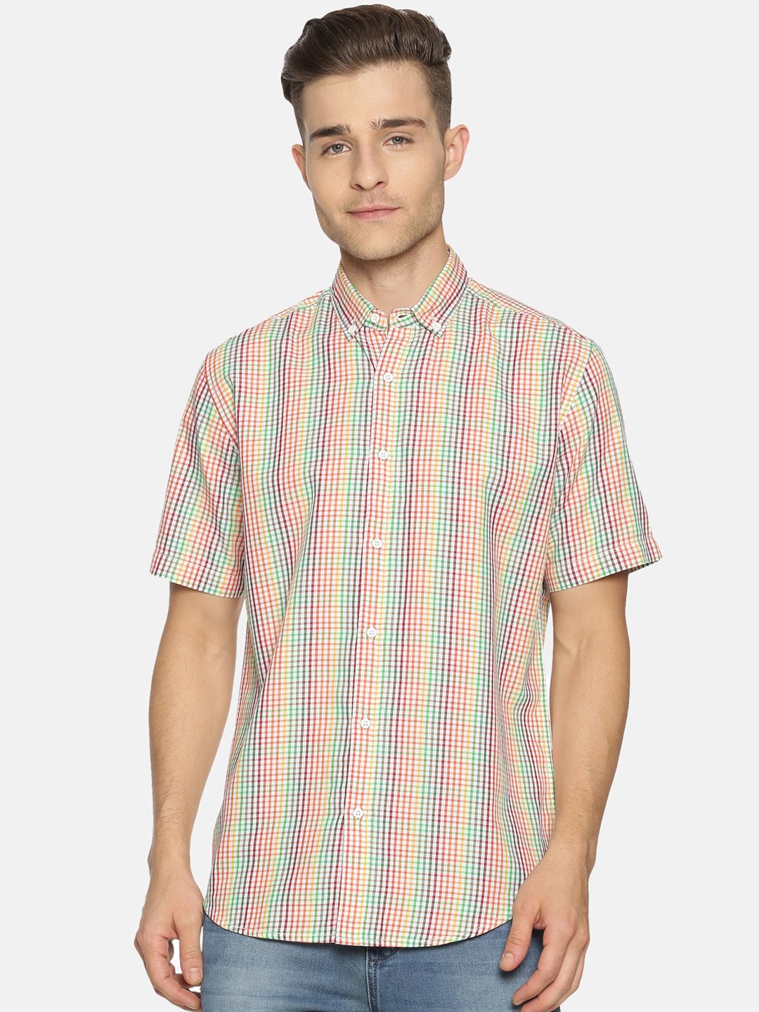 

IVOC Men Multicoloured Regular Fit Checked Casual Shirt, White