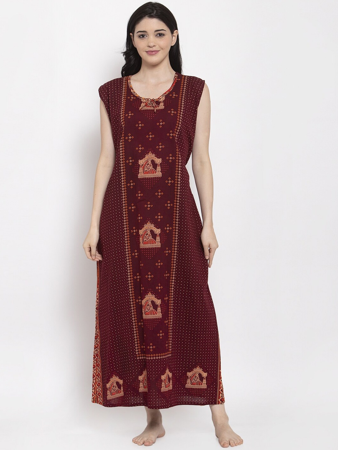 

Secret Wish Brown & Beige Printed Nightdress