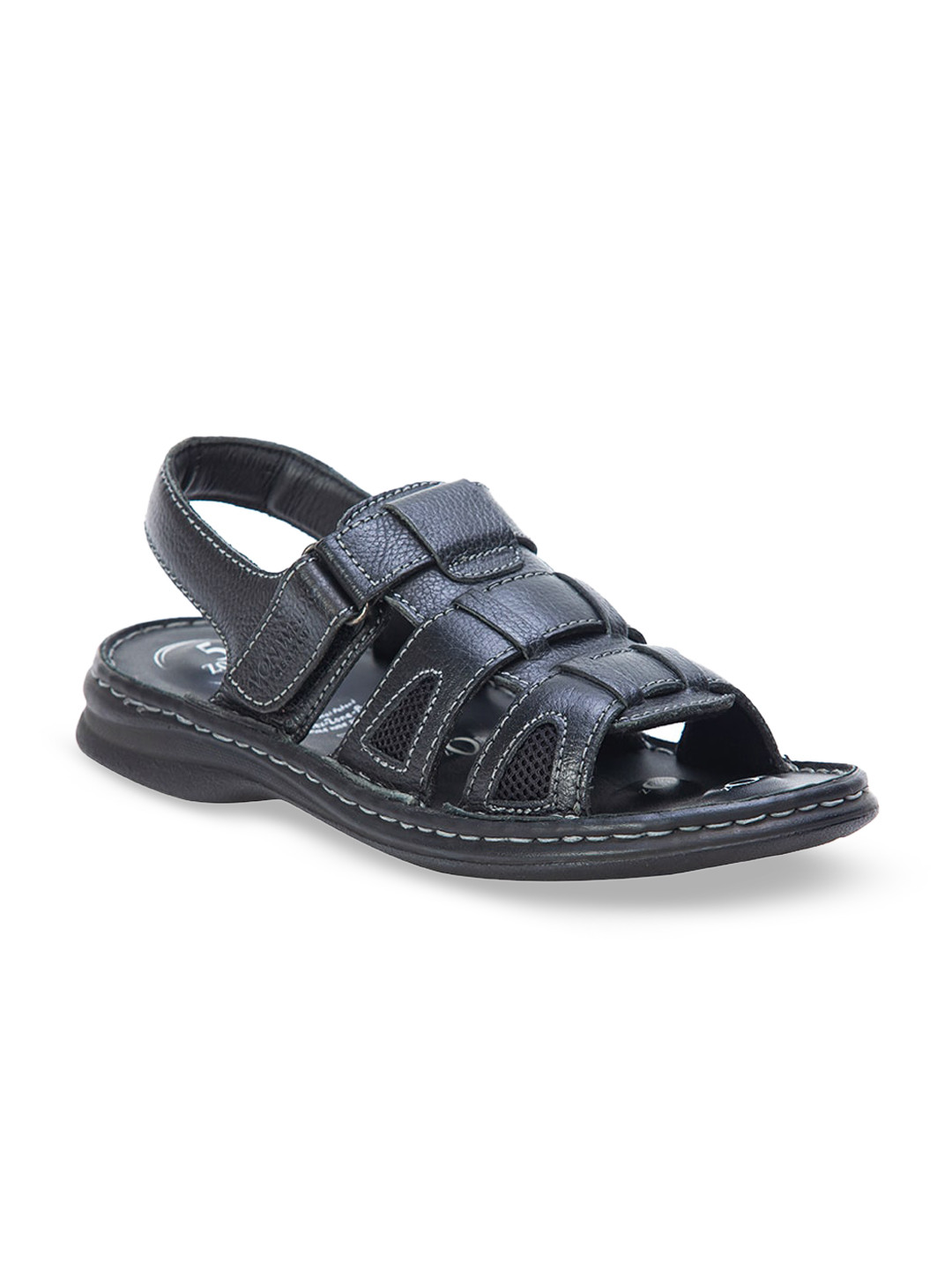 

VON WELLX GERMANY Men Black Leather Comfort Sandals