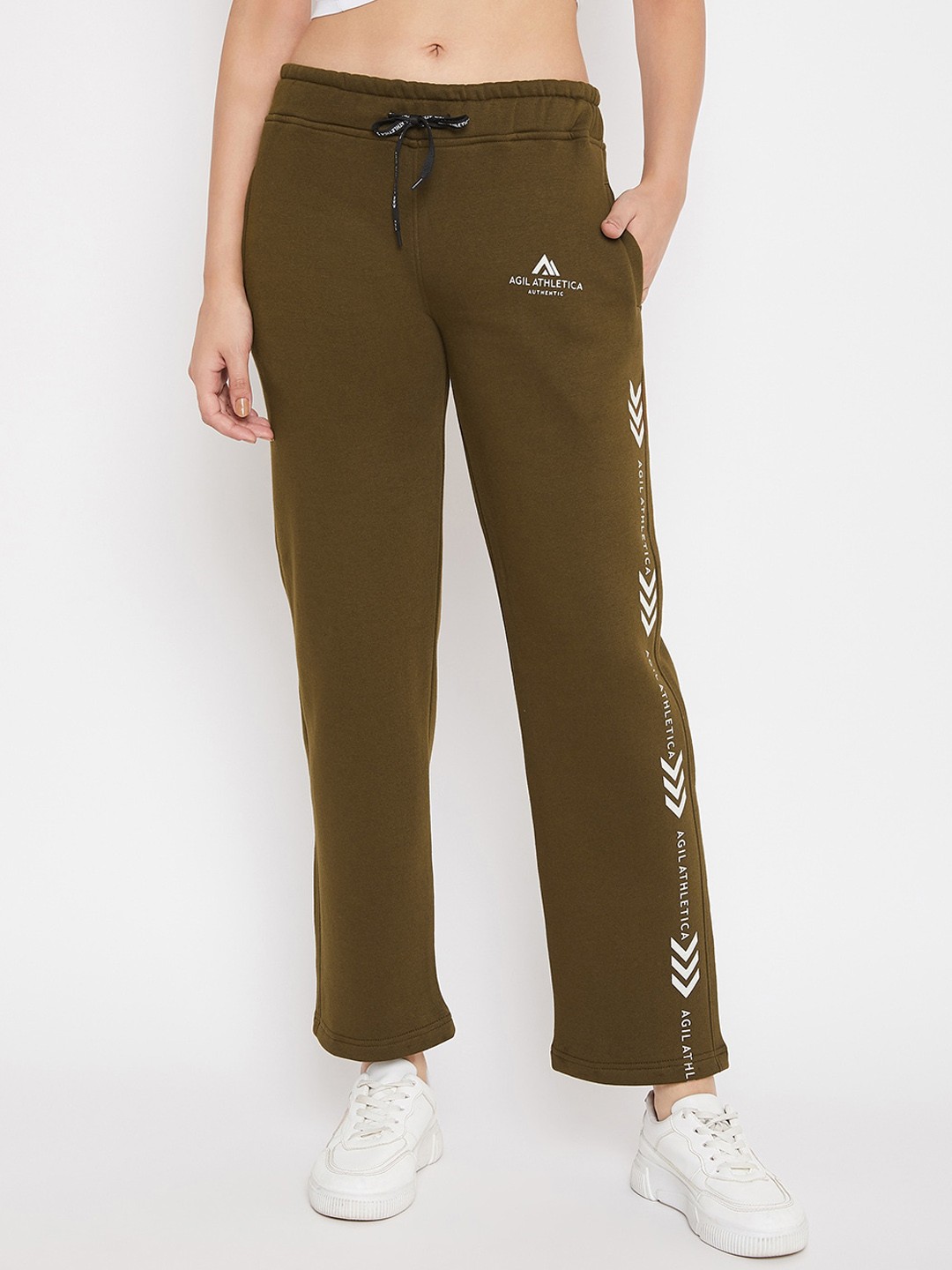 

AGIL ATHLETICA Women Olive Green Motion Lite Slim-Fit Track Pants