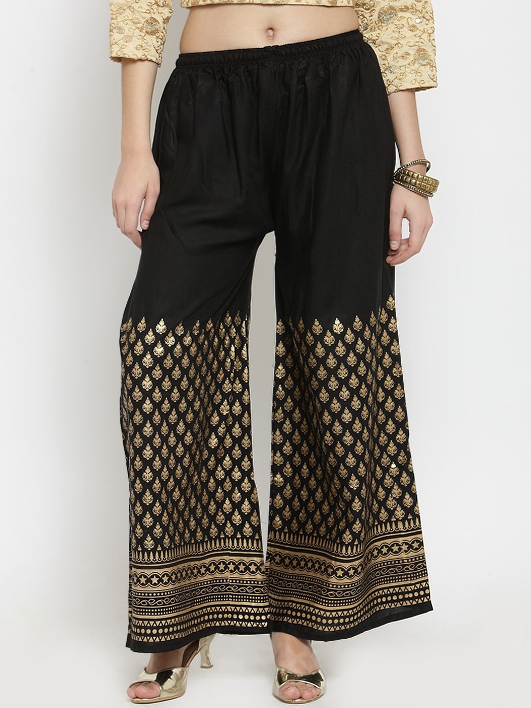 

Clora Creation Women Black Printed Straight Palazzos