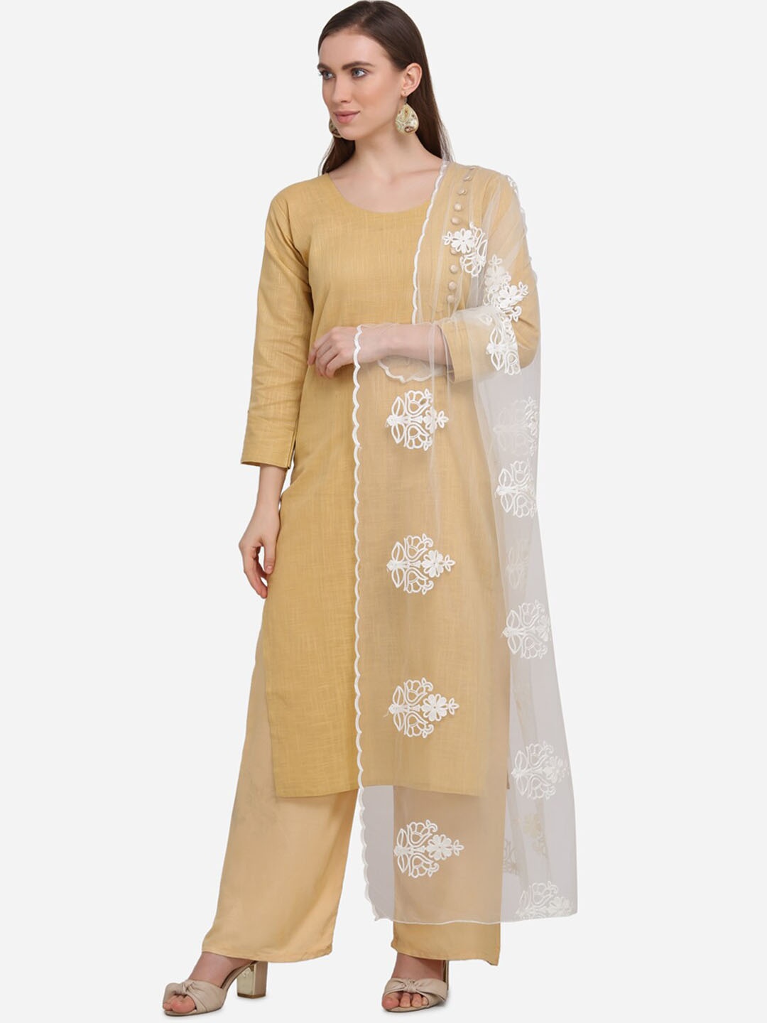 

mf White Embroidered Dupatta