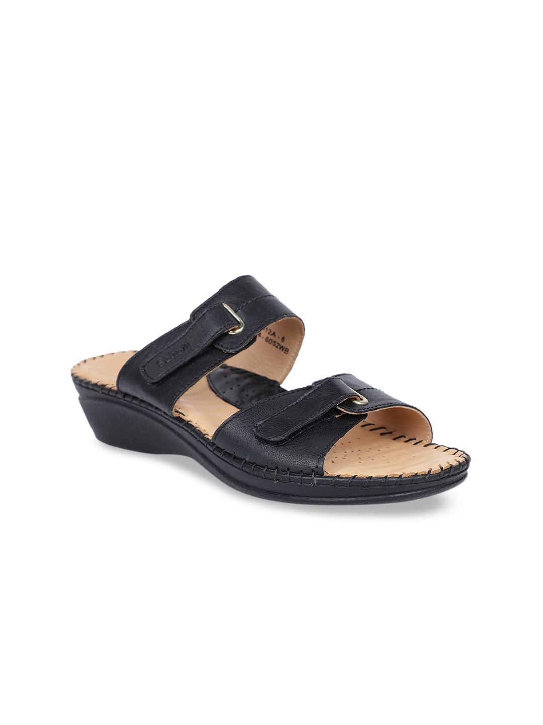 

Scholl Women Black Solid Leather Open Toe Flats