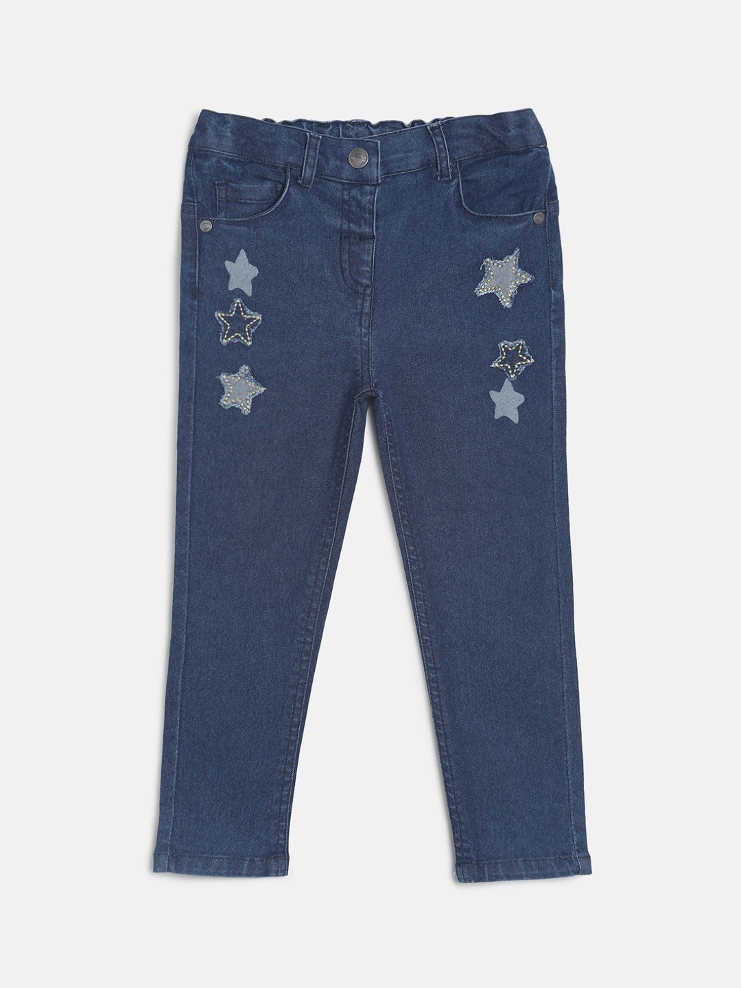 

MINI KLUB Girls Blue Tapered Fit Mid-Rise Clean Look Stretchable Jeans