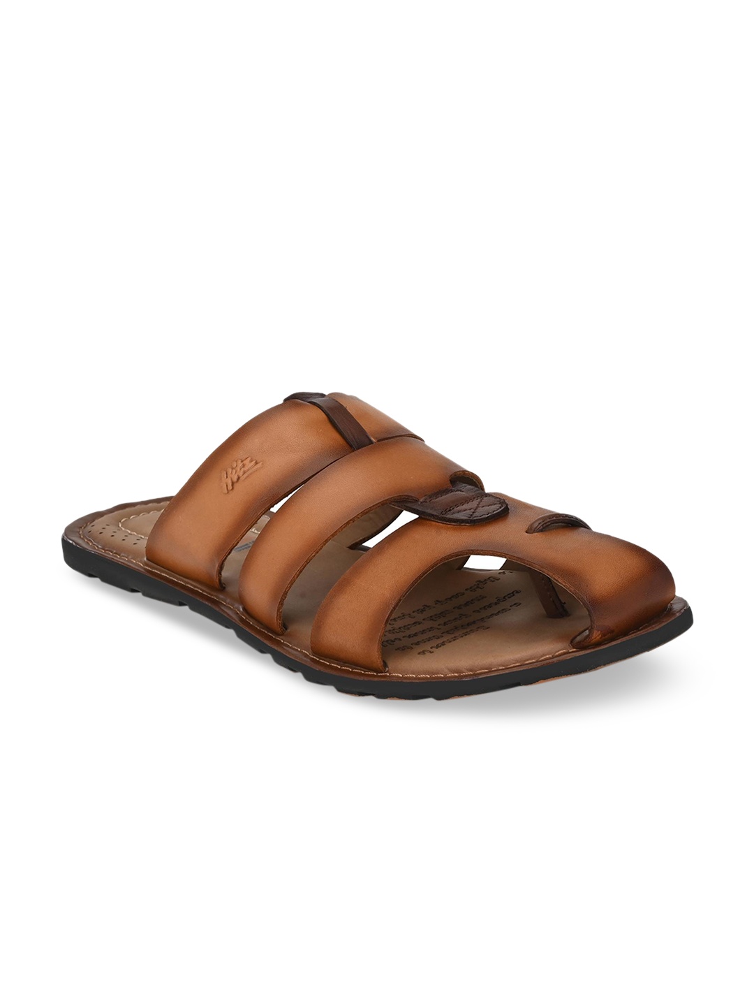 

Hitz Men Tan Brown Leather Comfort Sandals