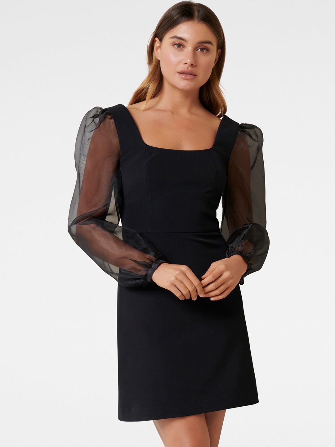 

Forever New Women Black Solid A-Line Dress