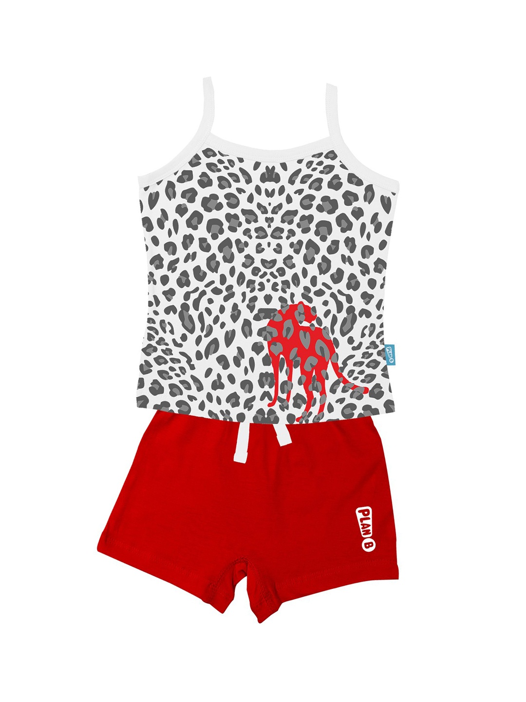 

Plan B Girls White & Red Printed T-shirt with Shorts
