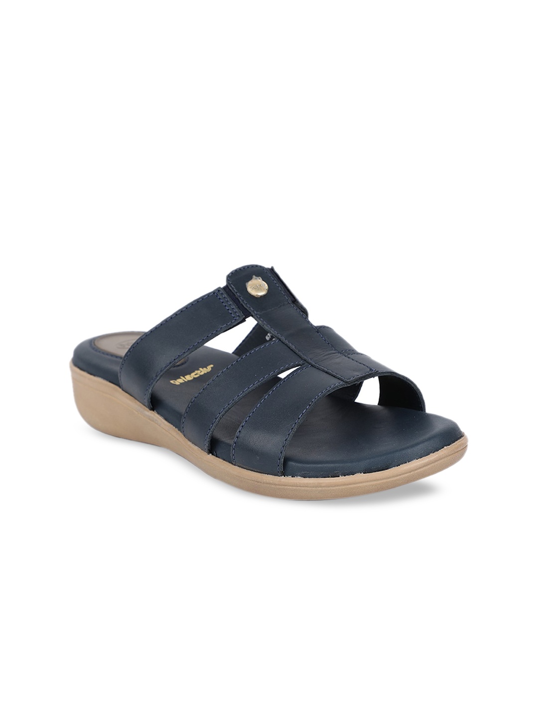 

Scholl Women Navy Blue Solid Leather Open Toe Flats