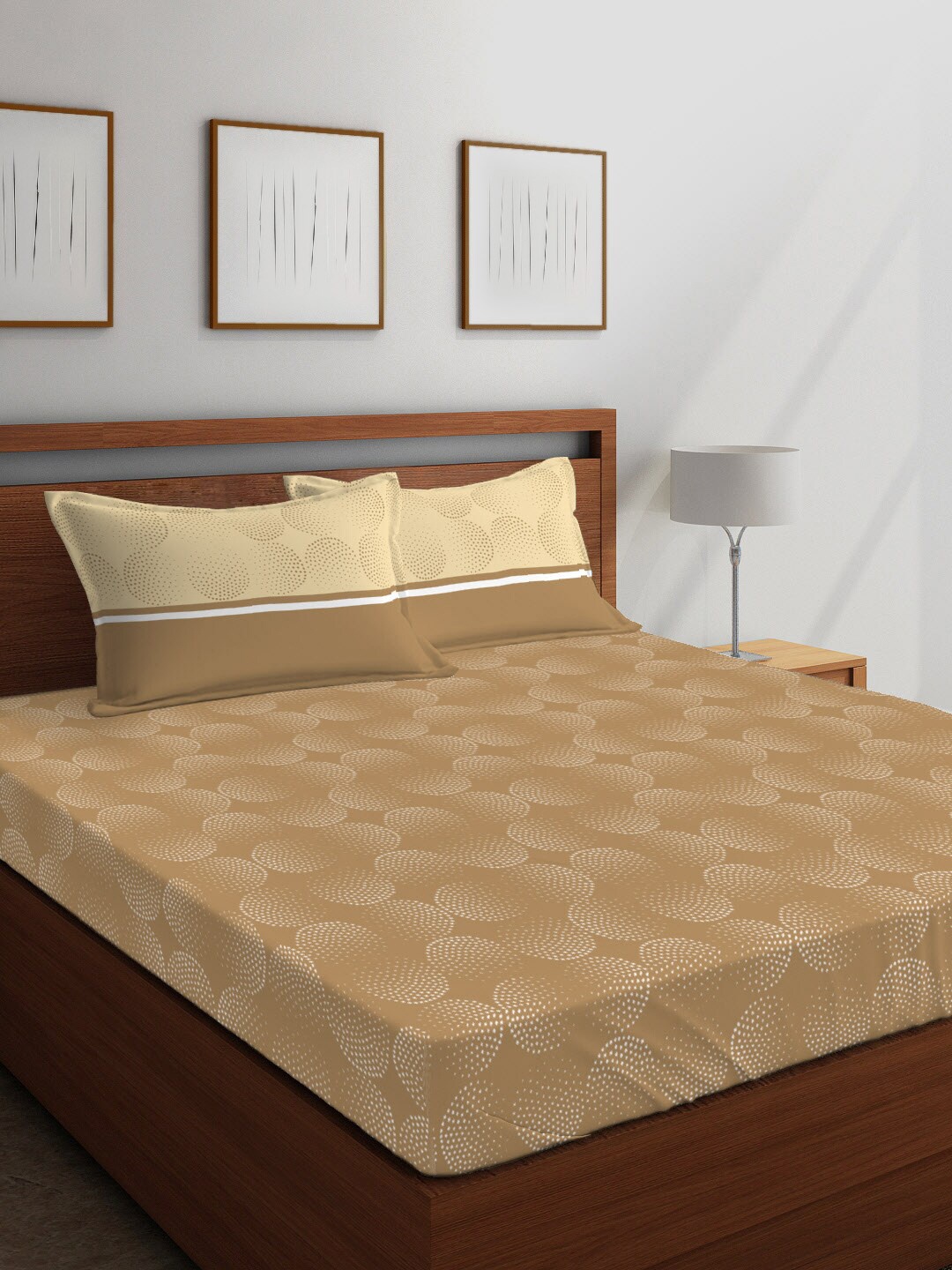 

Layers Mustard Yellow Abstract 104 TC Cotton 1 Single Bedsheet with 1 Pillow Covers