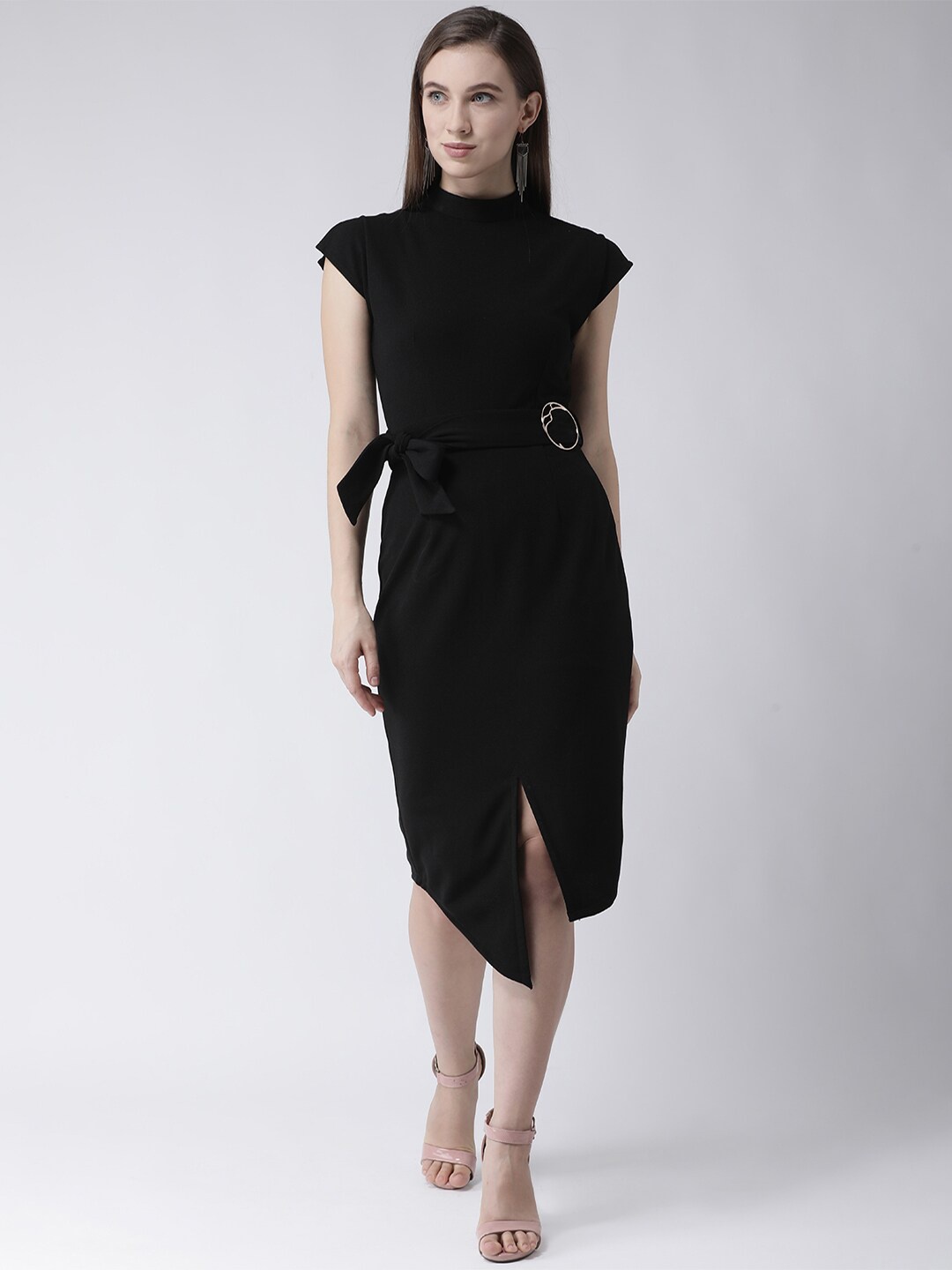 

KASSUALLY Women Black Solid Sheath Dress