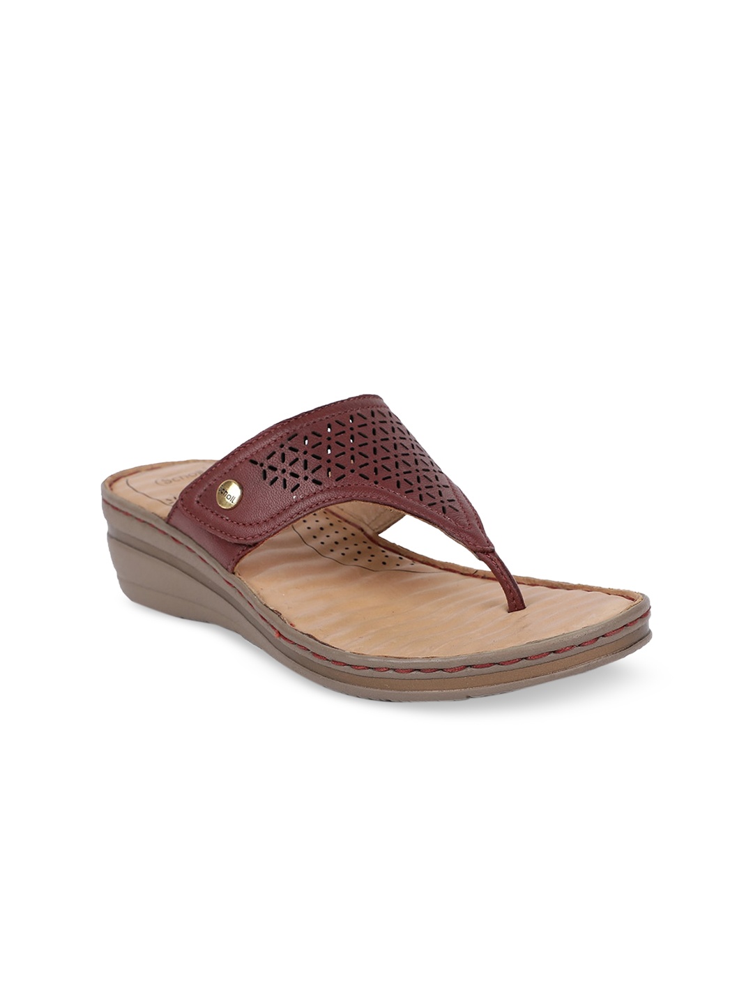 

Scholl Women Maroon Leather Comfort Heels