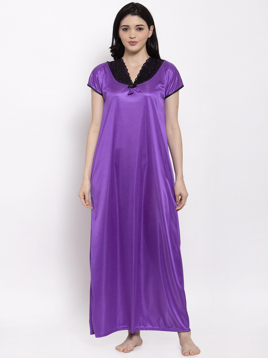 

Secret Wish Purple Solid Nightdress