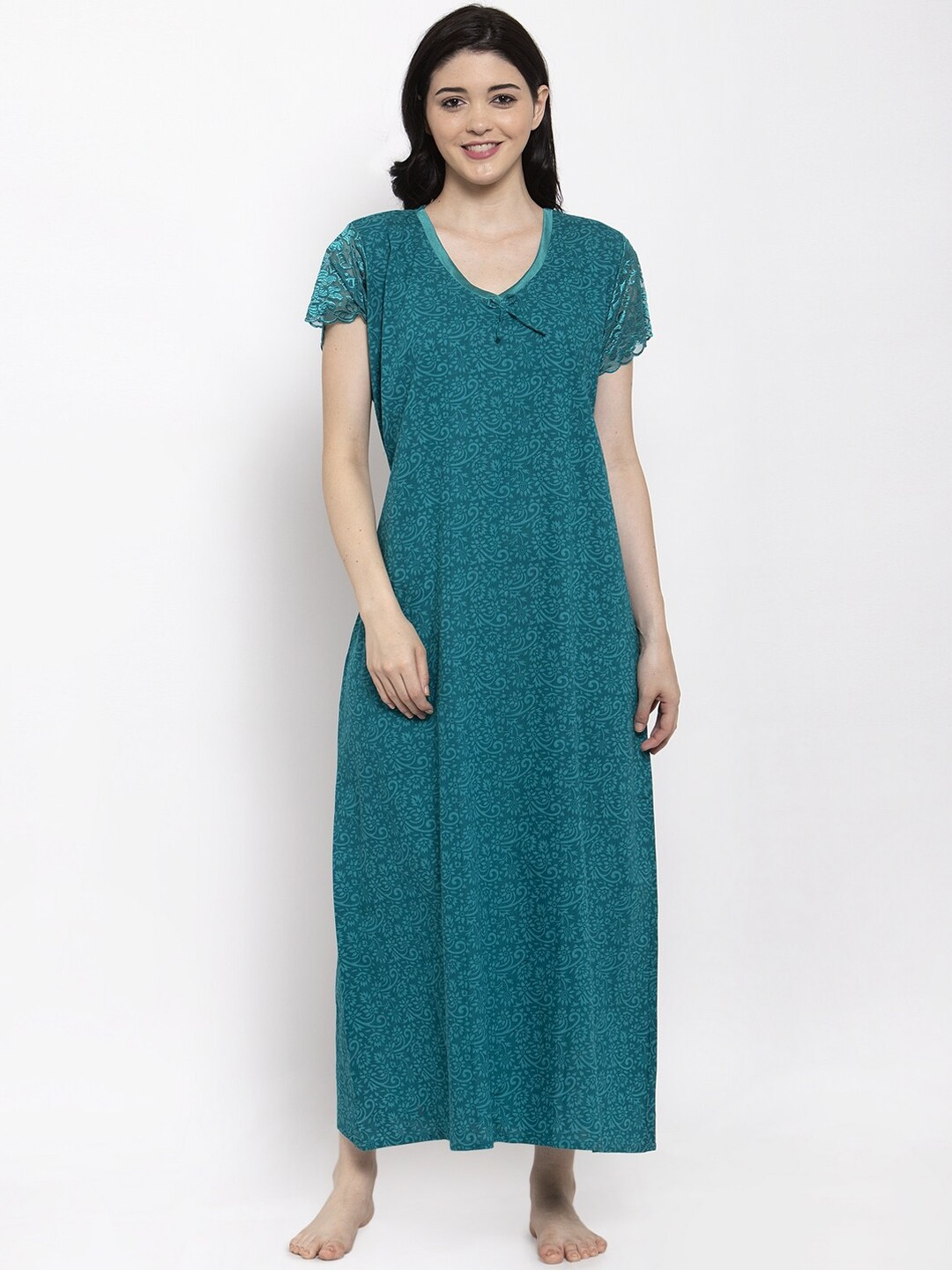 

Secret Wish Teal Printed Nightdress