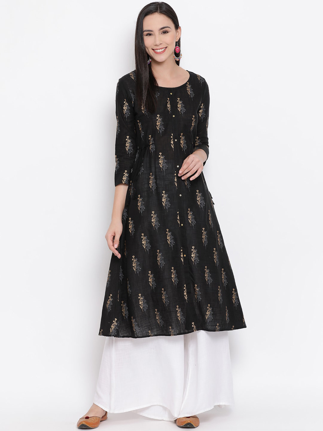 

Span Women Black Printed A-Line Kurta