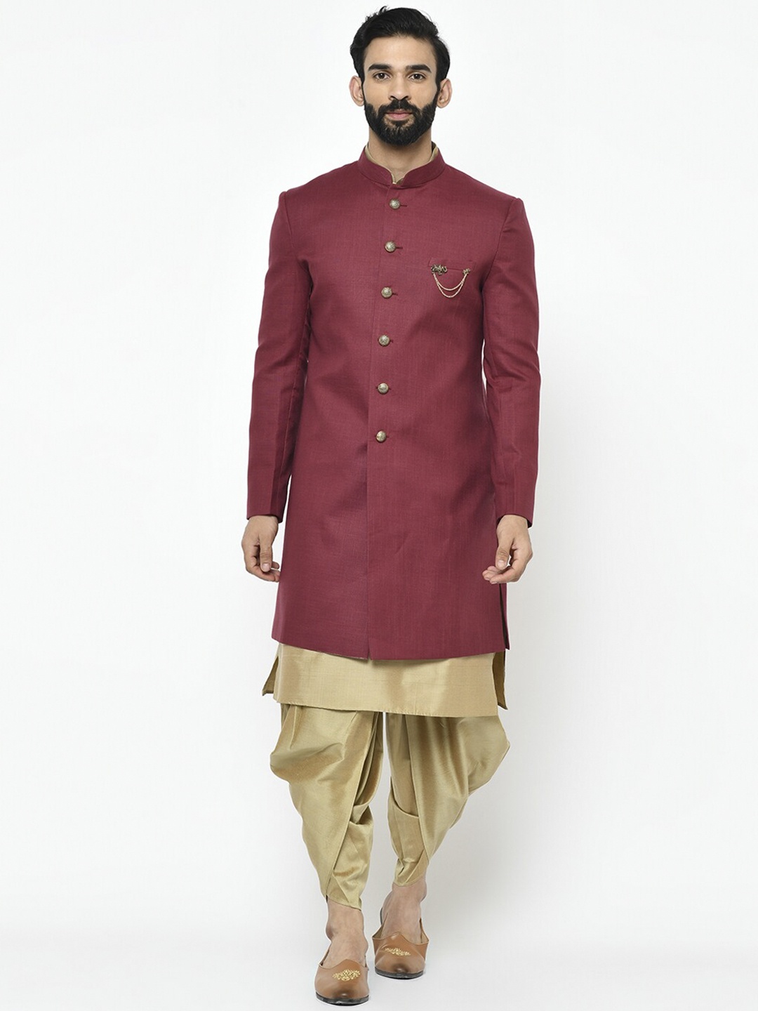 

KISAH Men Kurta Indowestern Sherwani Set, Maroon