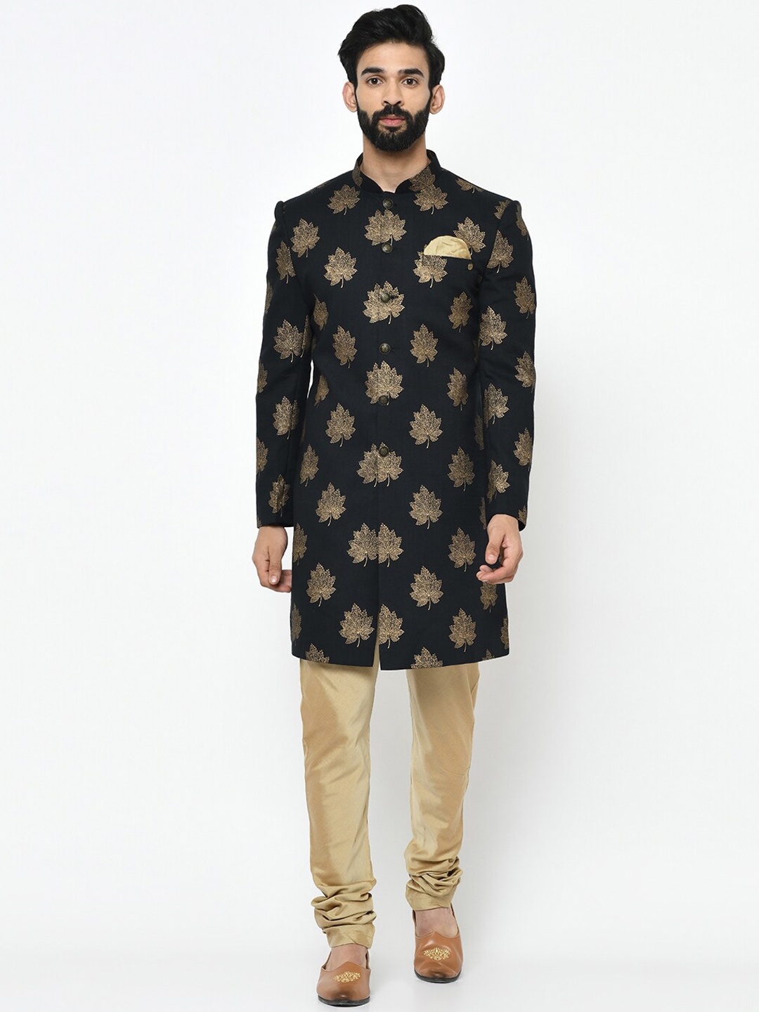 

KISAH Men Indowestern Sherwani Set, Black
