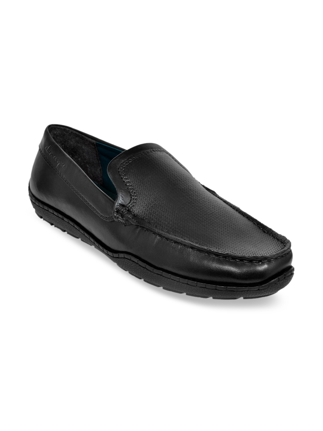 

Allen Cooper Men Black Textured Leather Loafers