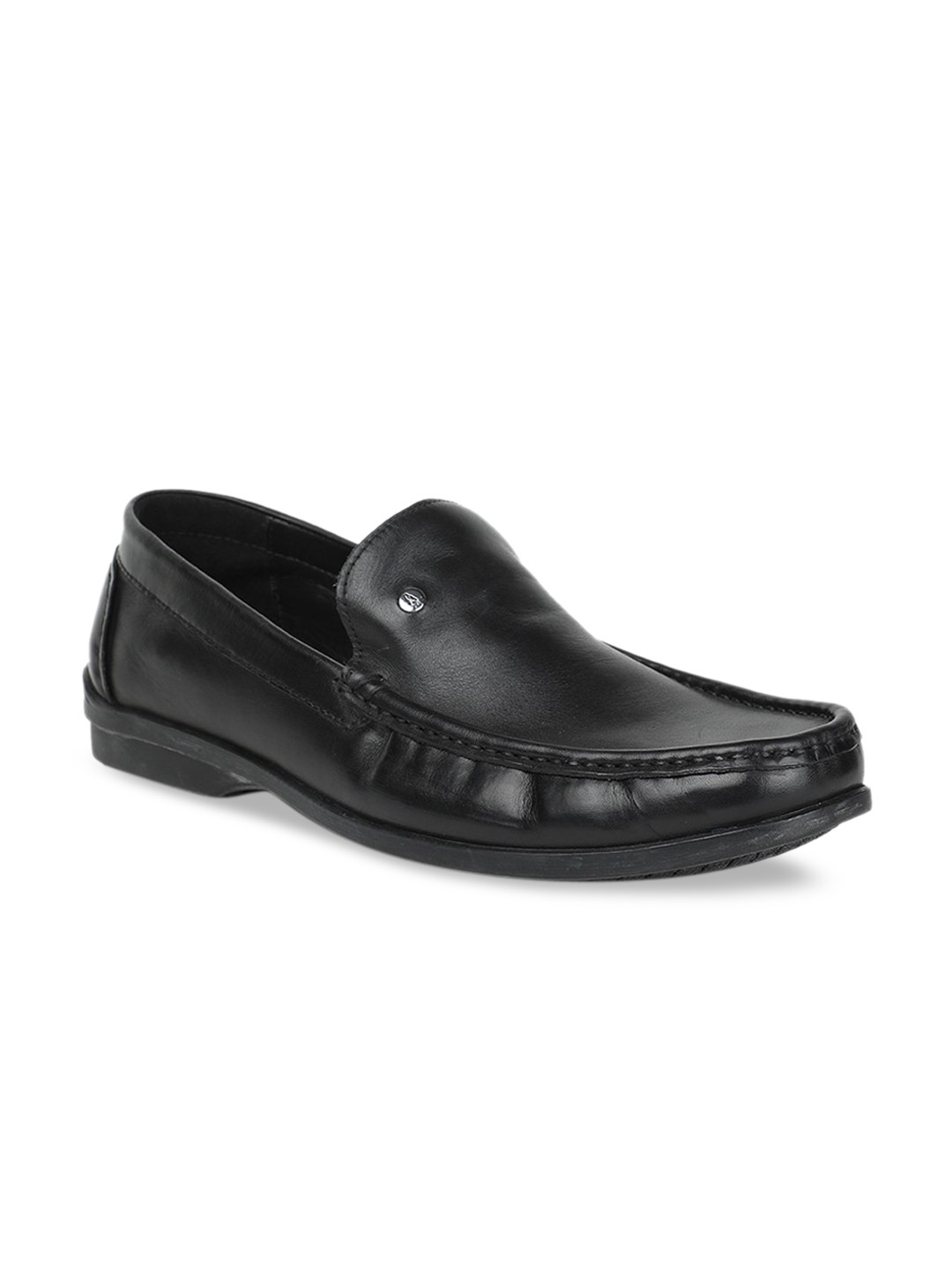 

Hush Puppies Men Black Solid Leather Loafers