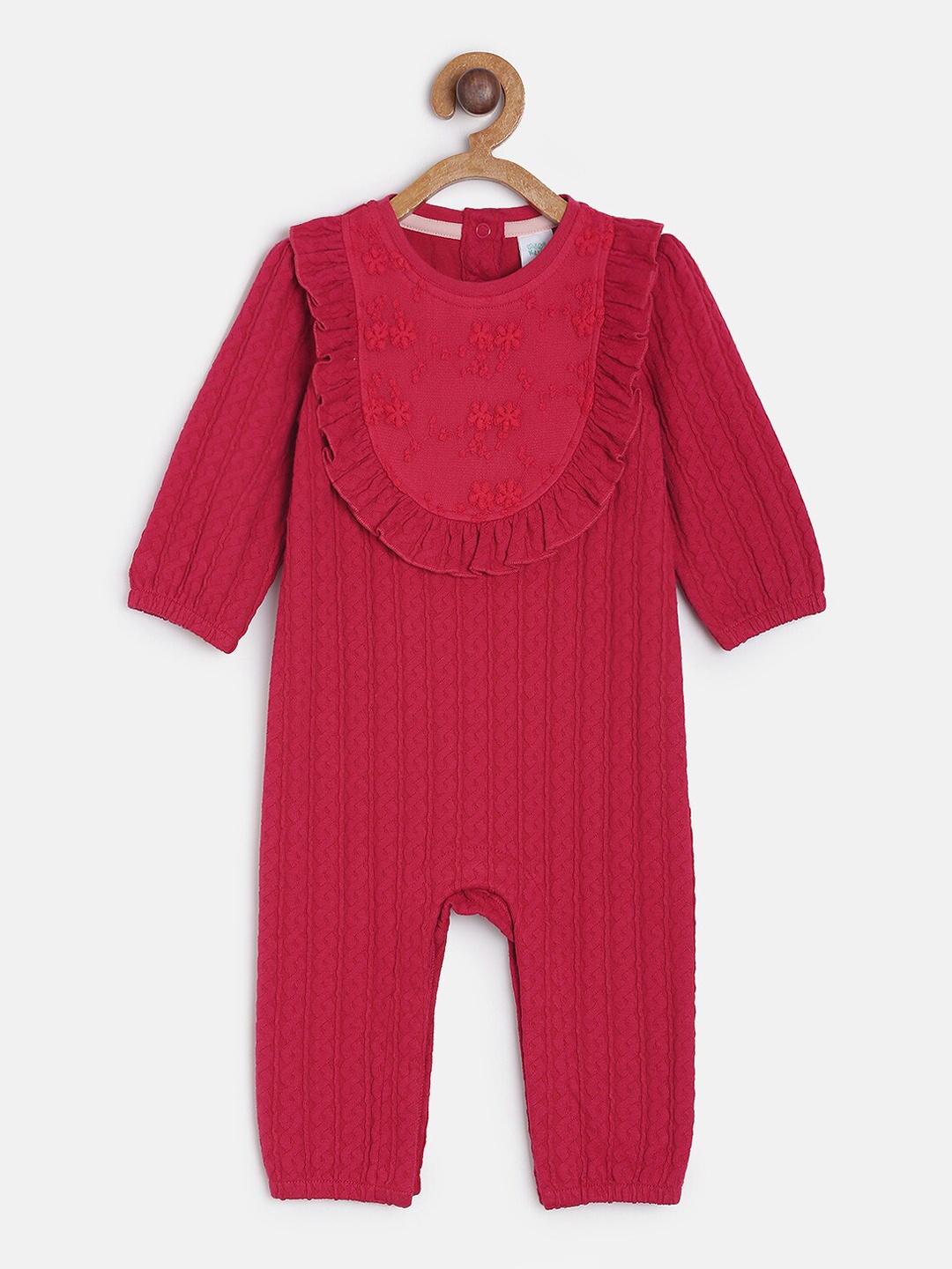 

MINI KLUB Girls Red Self-Design Romper