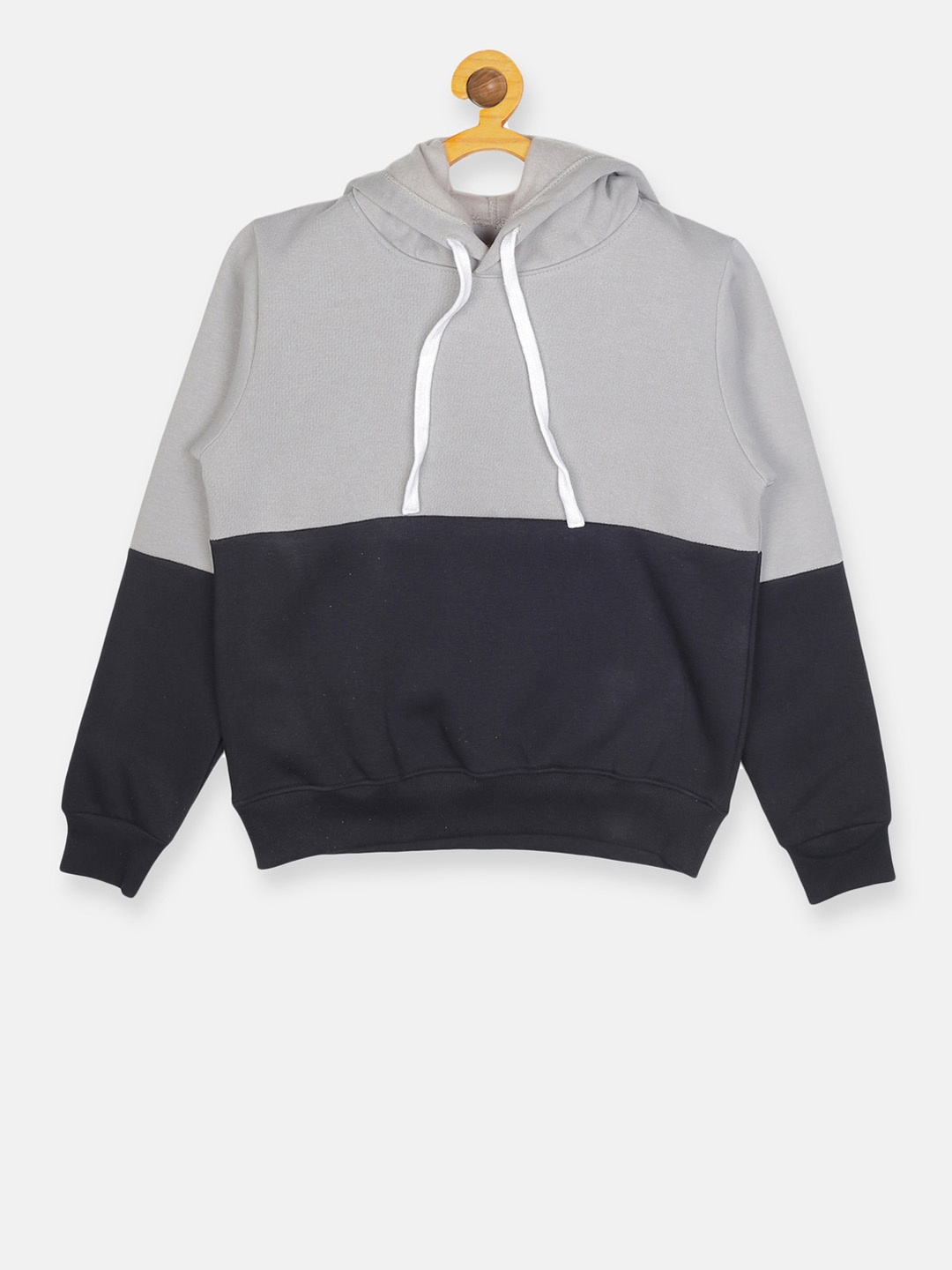 

Instafab Girls Black & Grey Colourblocked Hooded Sweatshirt