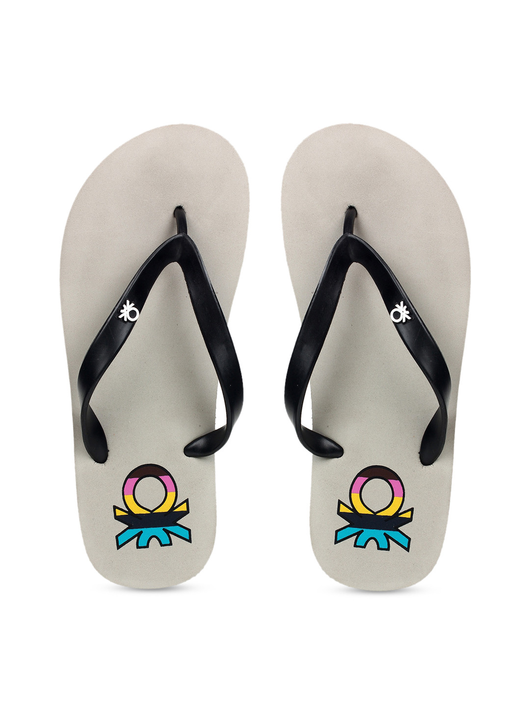 

United Colors of Benetton Men Grey & Black Printed Thong Flip-Flops