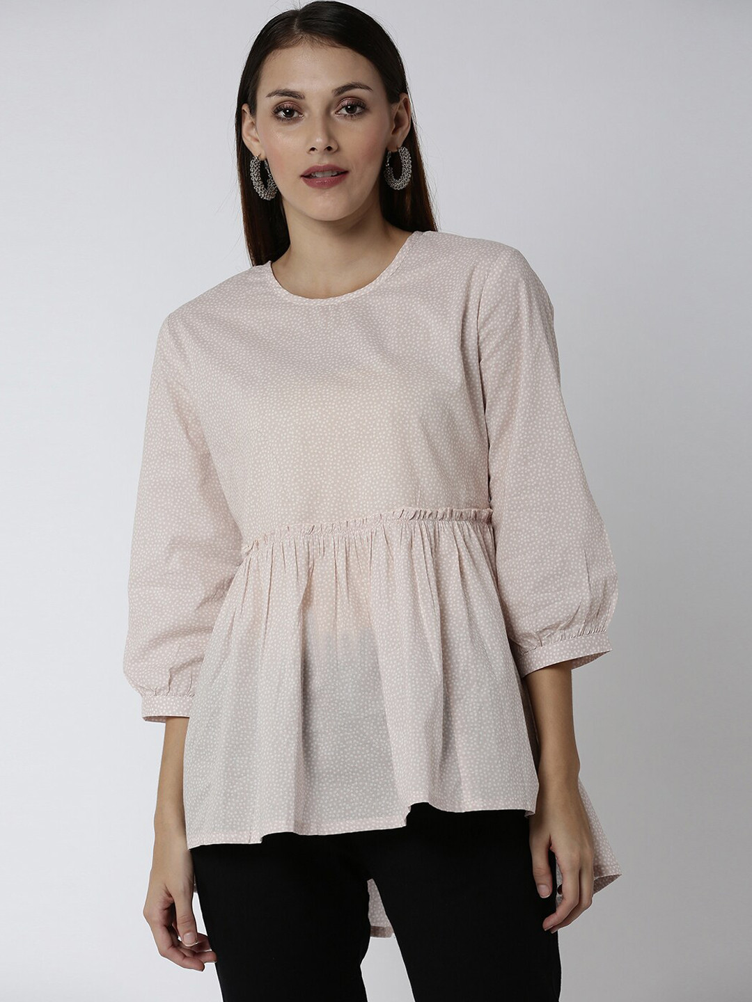 

Soch Women Beige Printed Pure Cotton Tunic