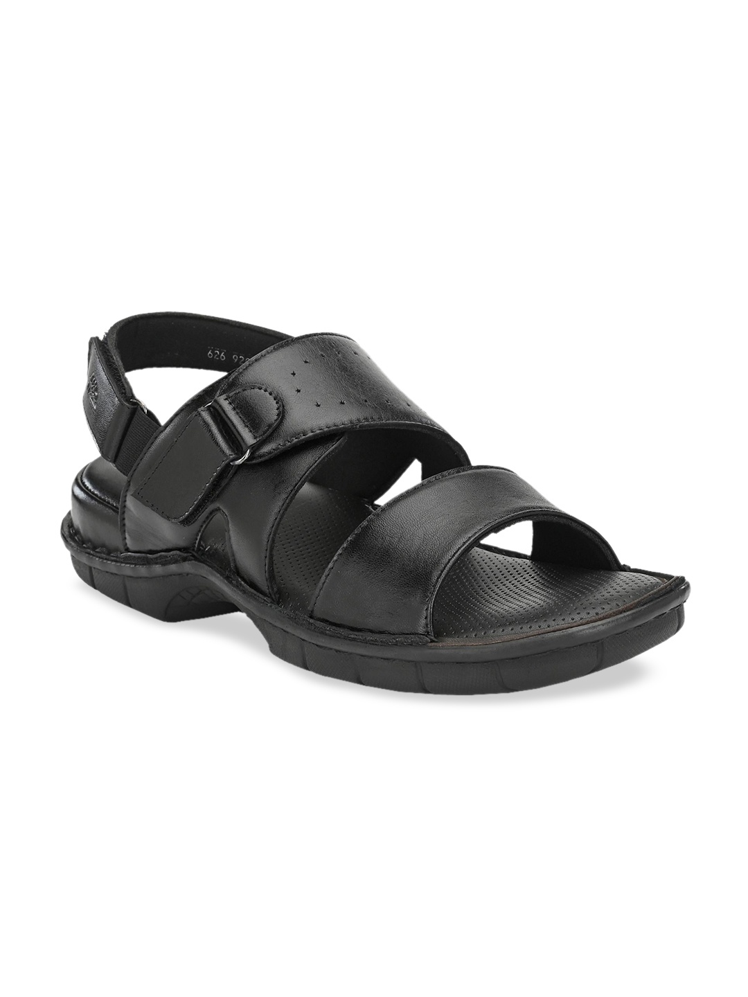 

Hitz Men Black Leather Comfort Sandals