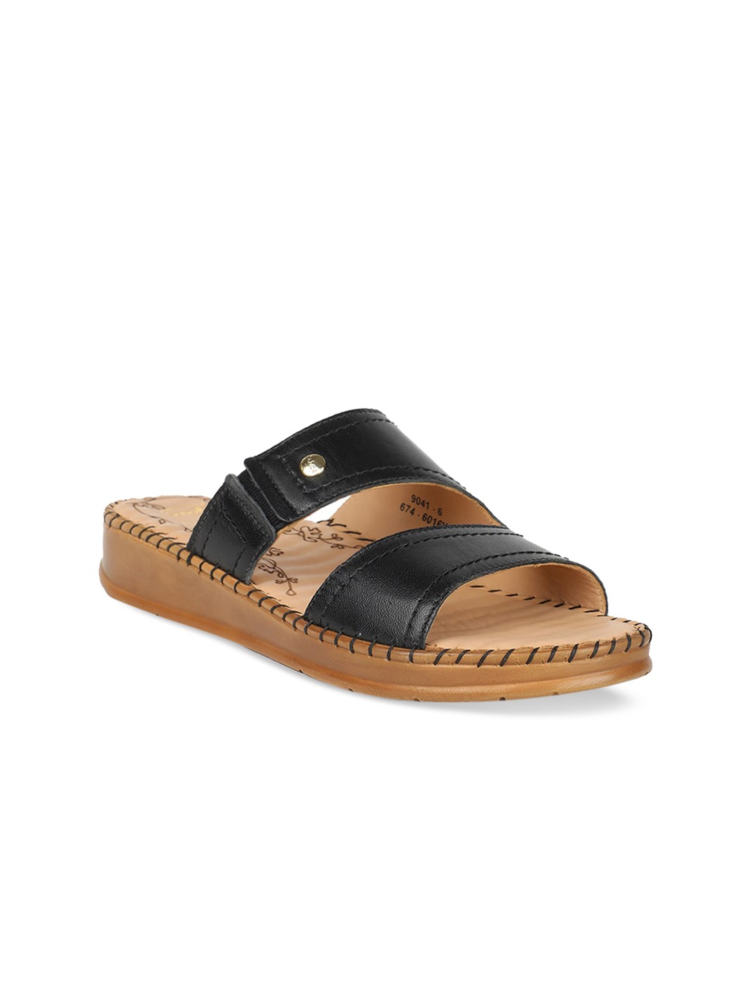 

Scholl Women Black Solid Leather Open Toe Flats