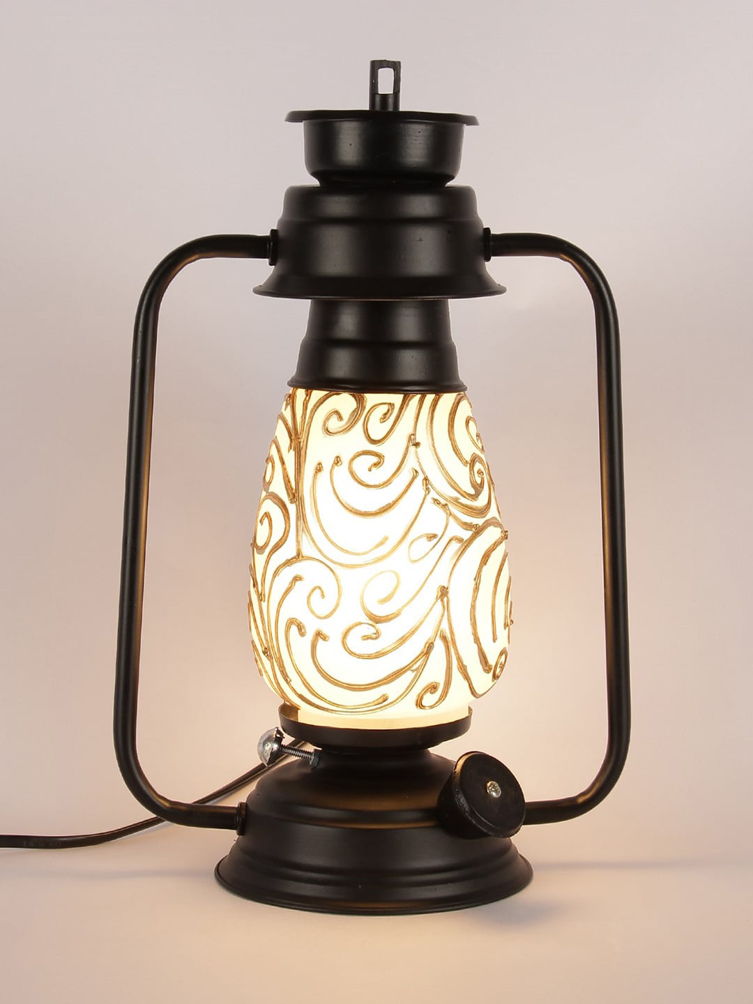 

Devansh Black & Off-White Self Design Traditional Table Lantern
