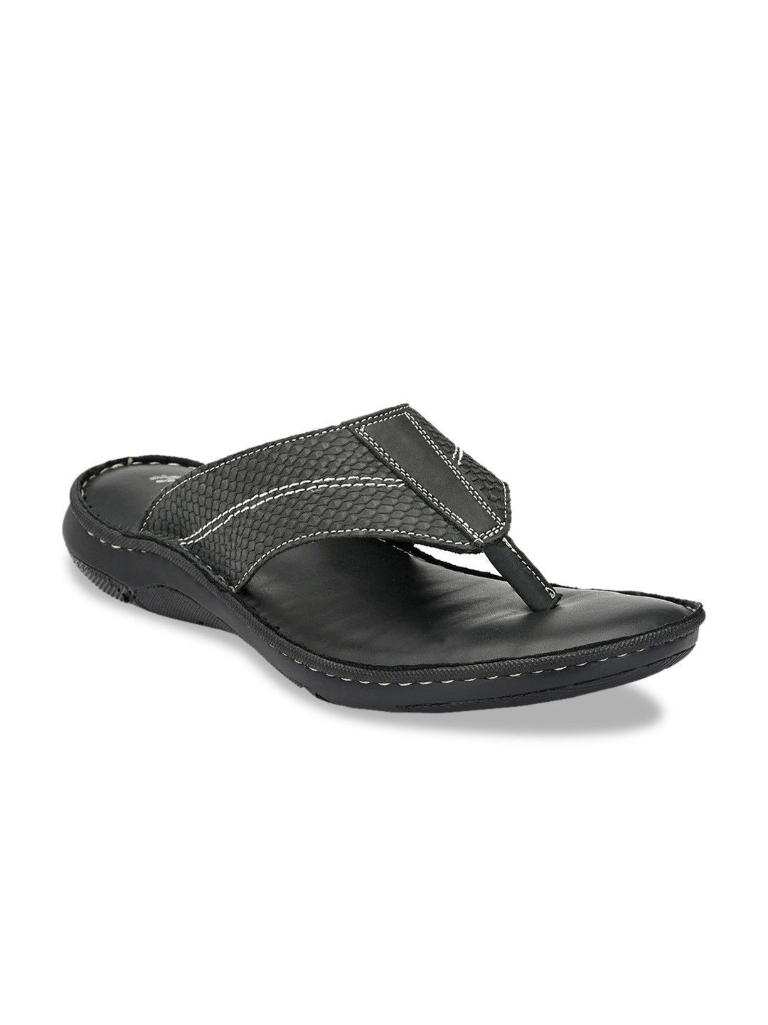 

Hitz Men Black Leather Comfort Sandals