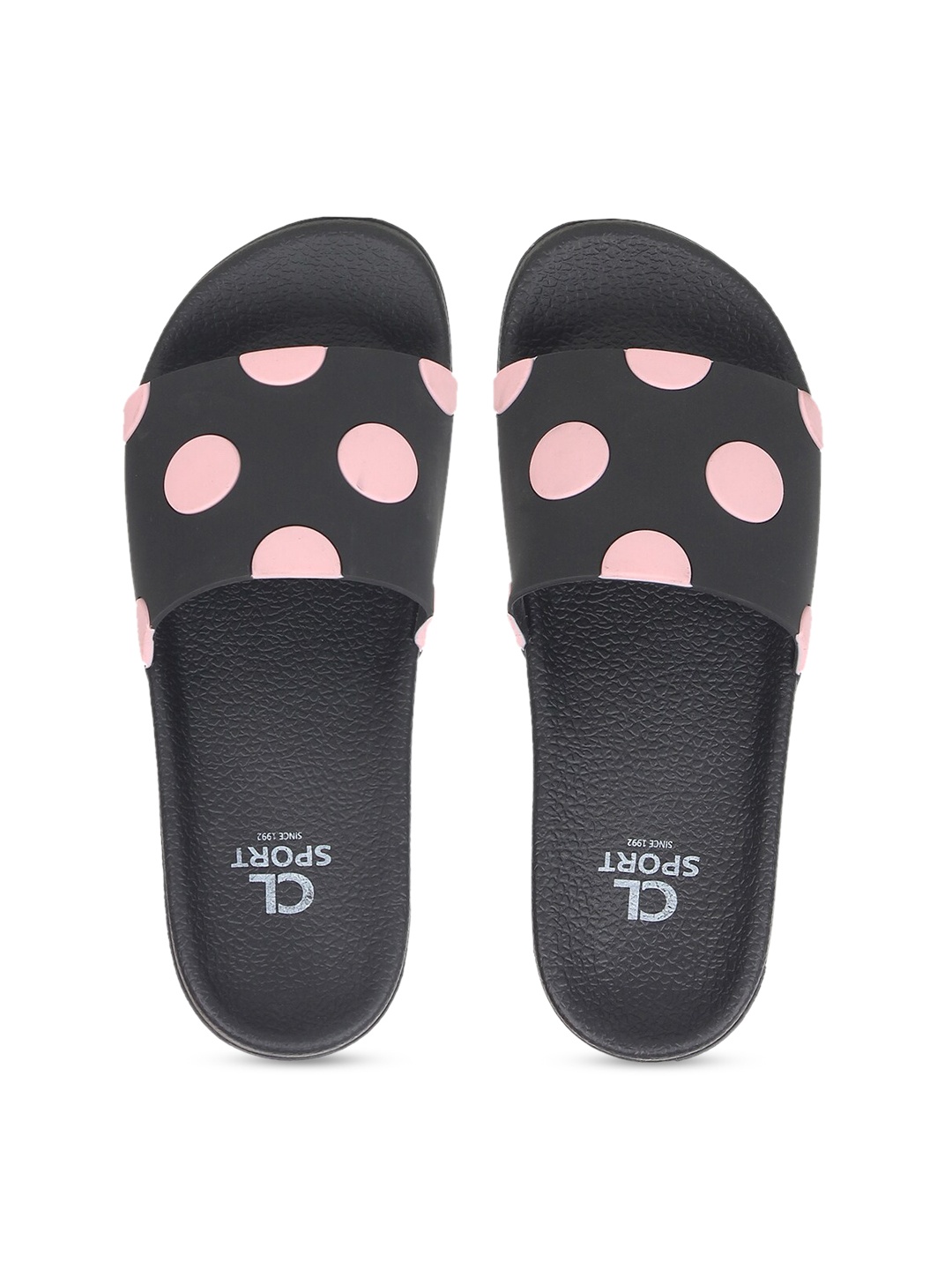 Carlton London sports Women Black & Pink Printed Sliders
