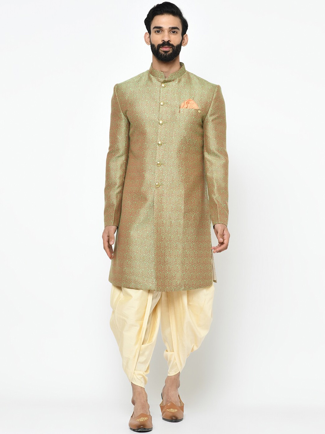 

KISAH Men Indowestern Sherwani Set, Green