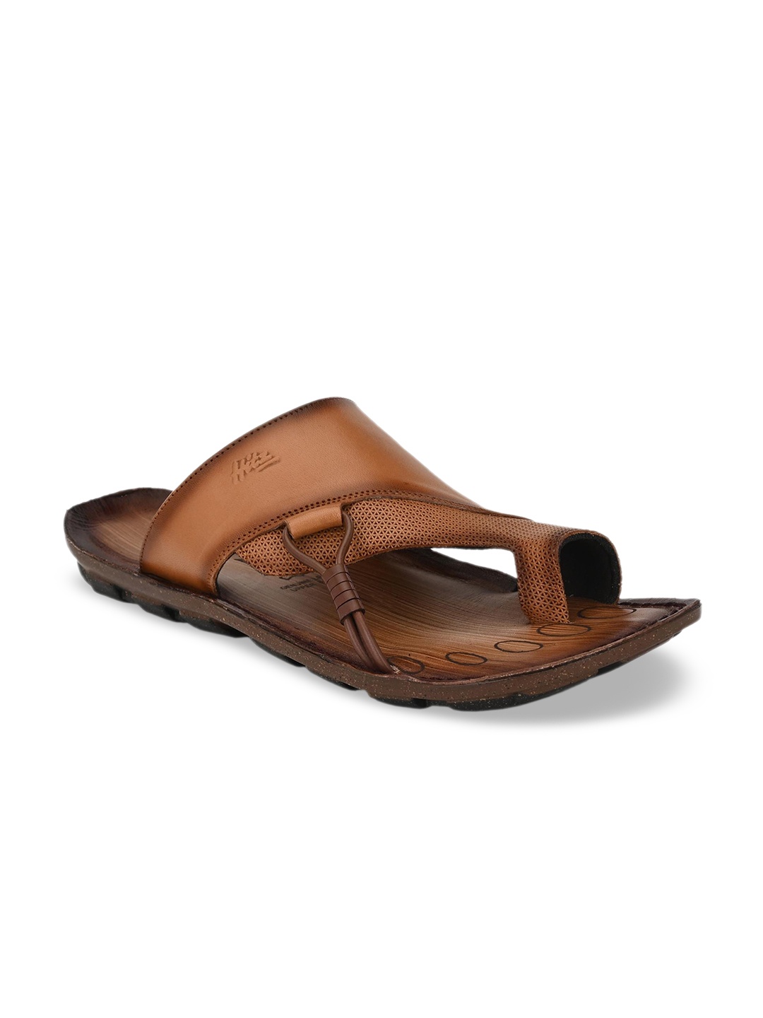 

Hitz Men Tan Brown Leather Comfort Sandals