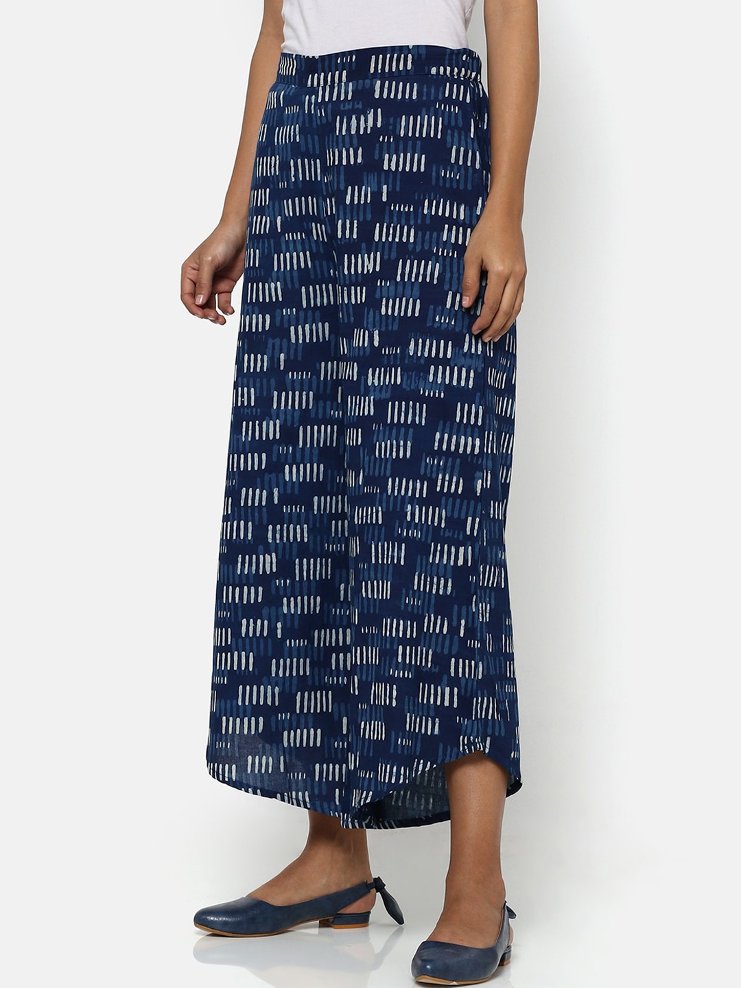 

Saaki Women Navy Blue Printed Flared Palazzos