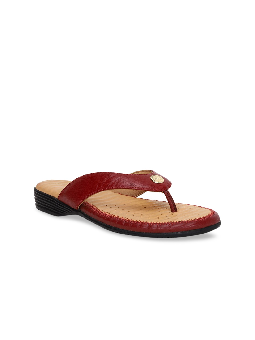 

Scholl Women Red Solid Leather Open Toe Flats