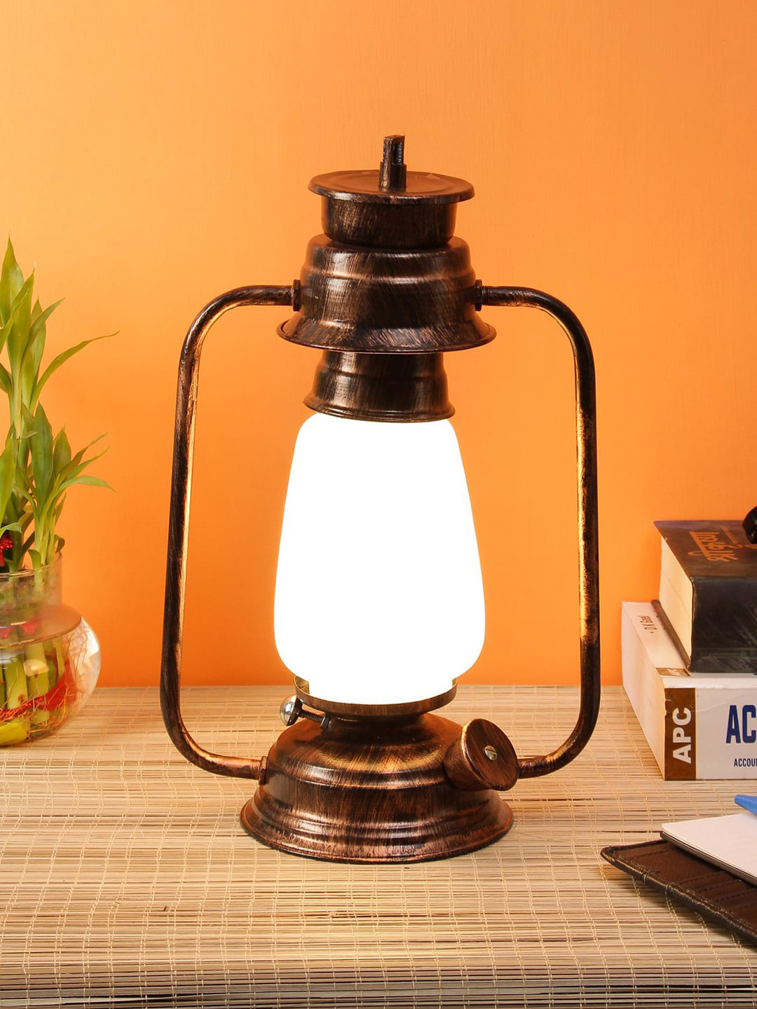 

Devansh Copper-Toned & White Solid Traditional Table Lantern