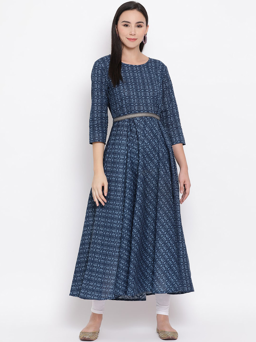 

Span Women Blue Printed Anarkali Kurta
