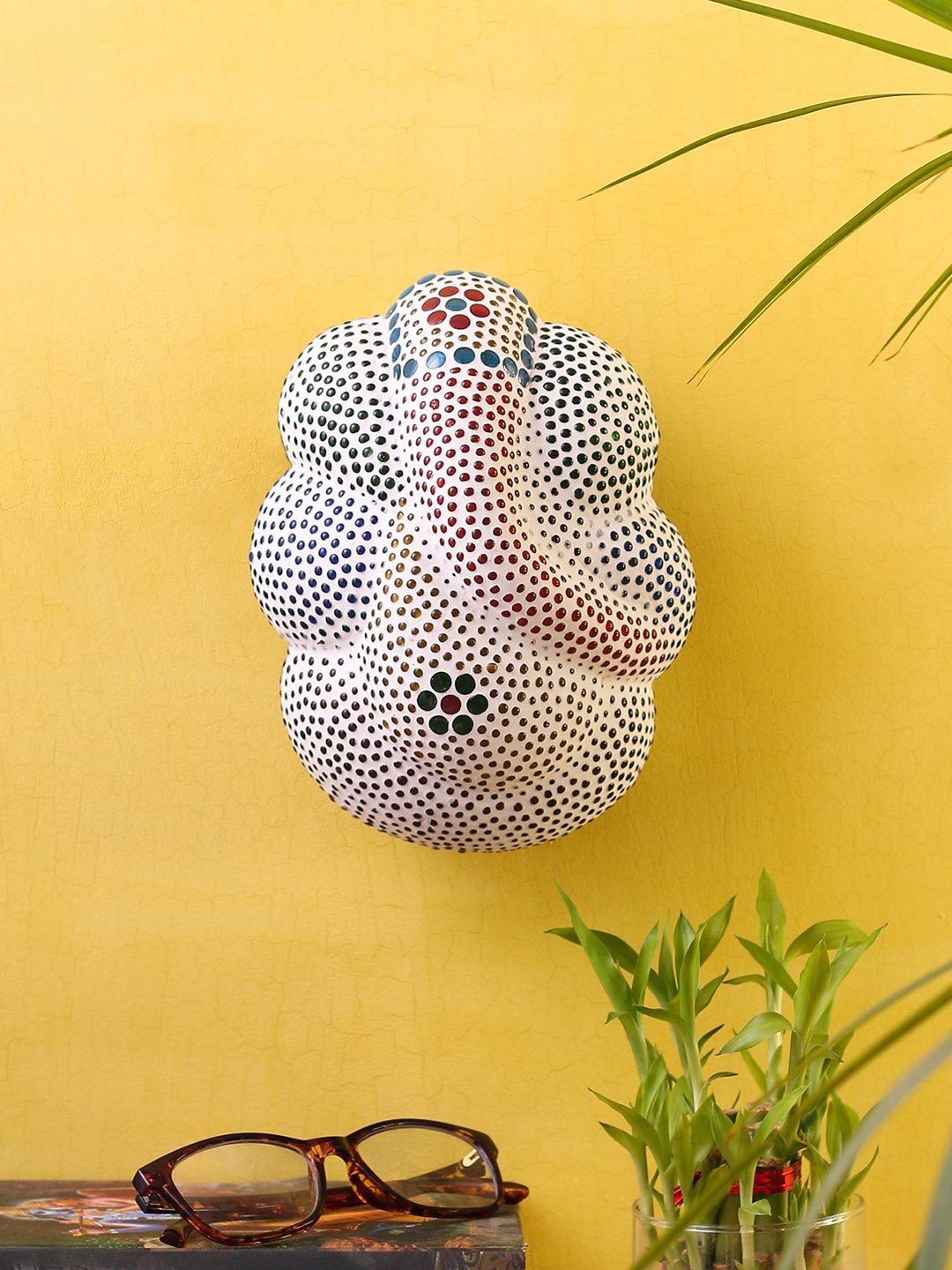 

Devansh Multicoloured Textured Ganesh Ji Traditional Flash Mount Light, Multi