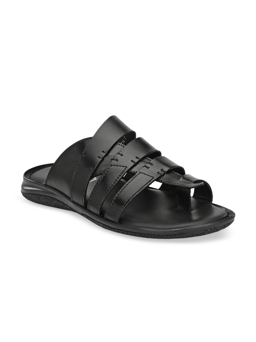 

Hitz Men Black Leather Comfort Sandals