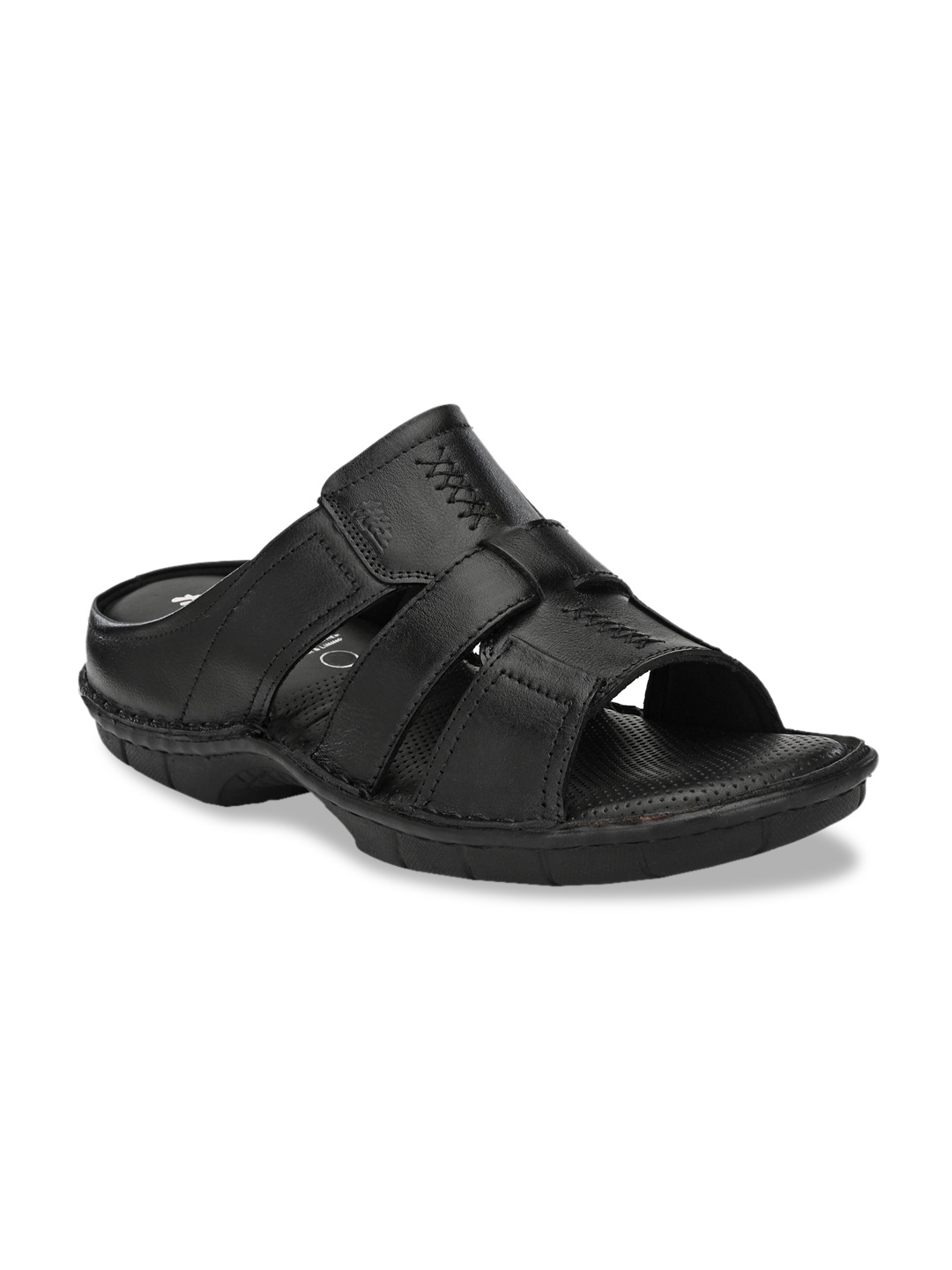 

Hitz Men Black Leather Sandals