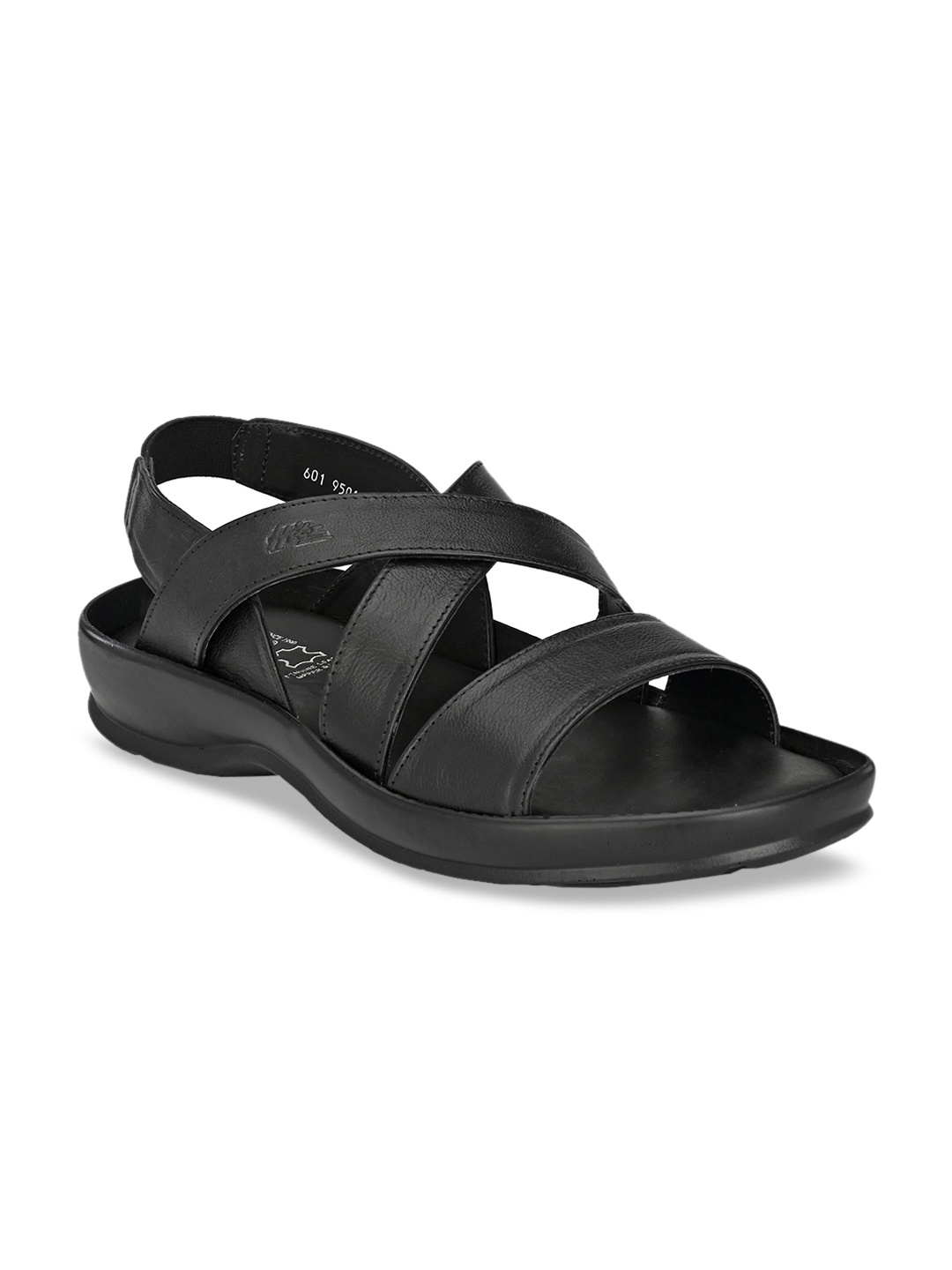 Hitz Men Black Leather Comfort Sandals
