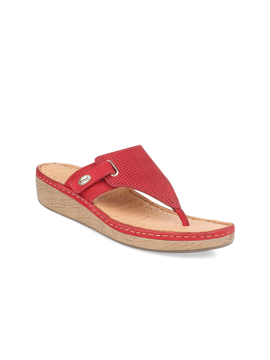 

Scholl Women Red Solid Leather Comfort Heels