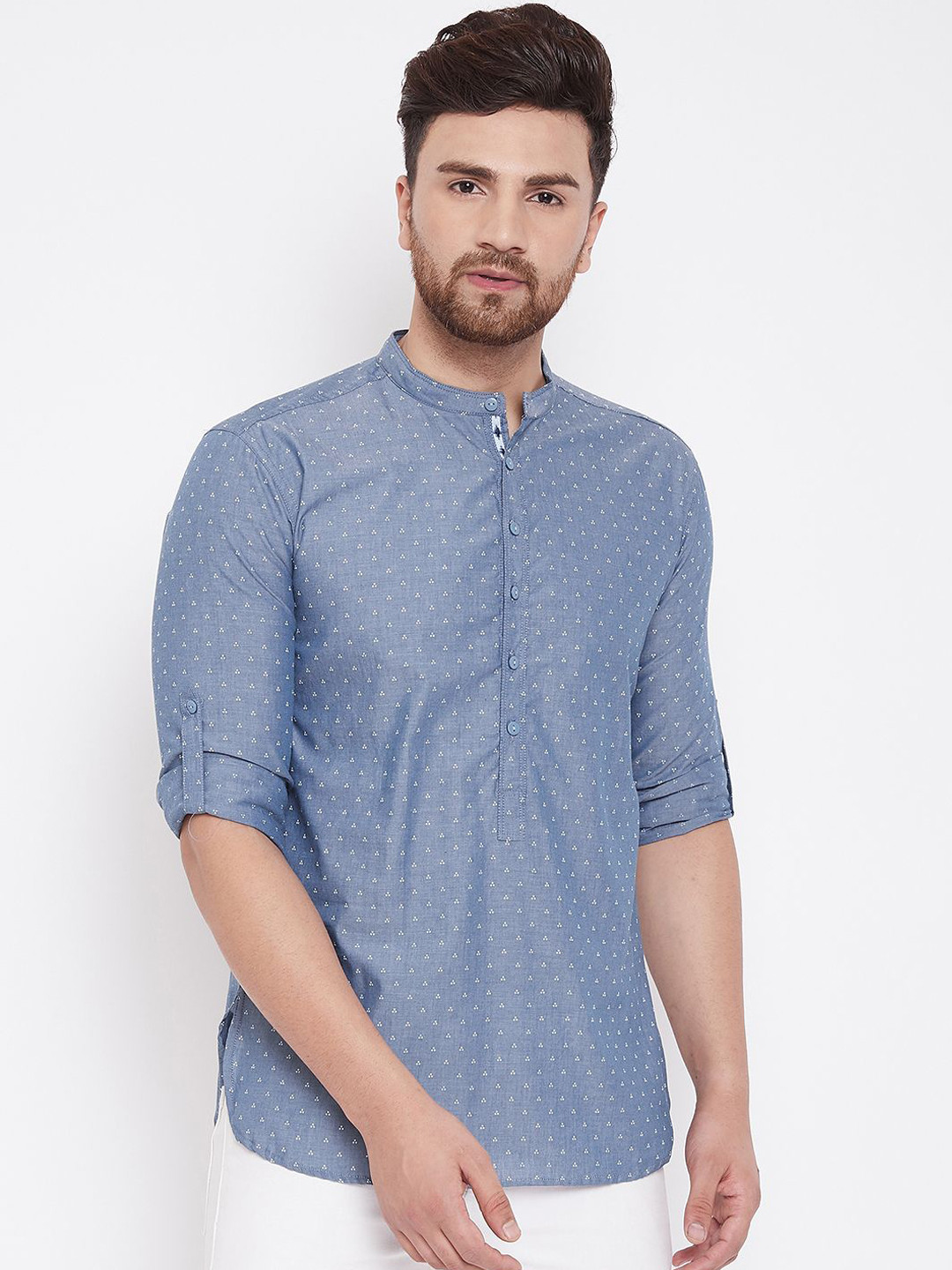 

even Men Grey Woven Design Straight Kurta
