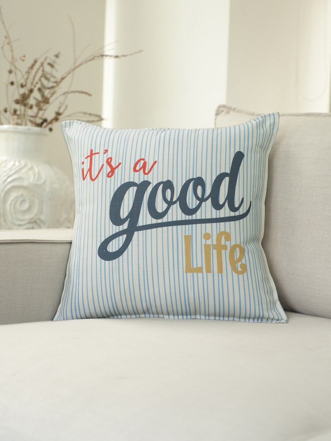 

BLUE BOAT Blue Set of Single Abstract Square Cushion Covers