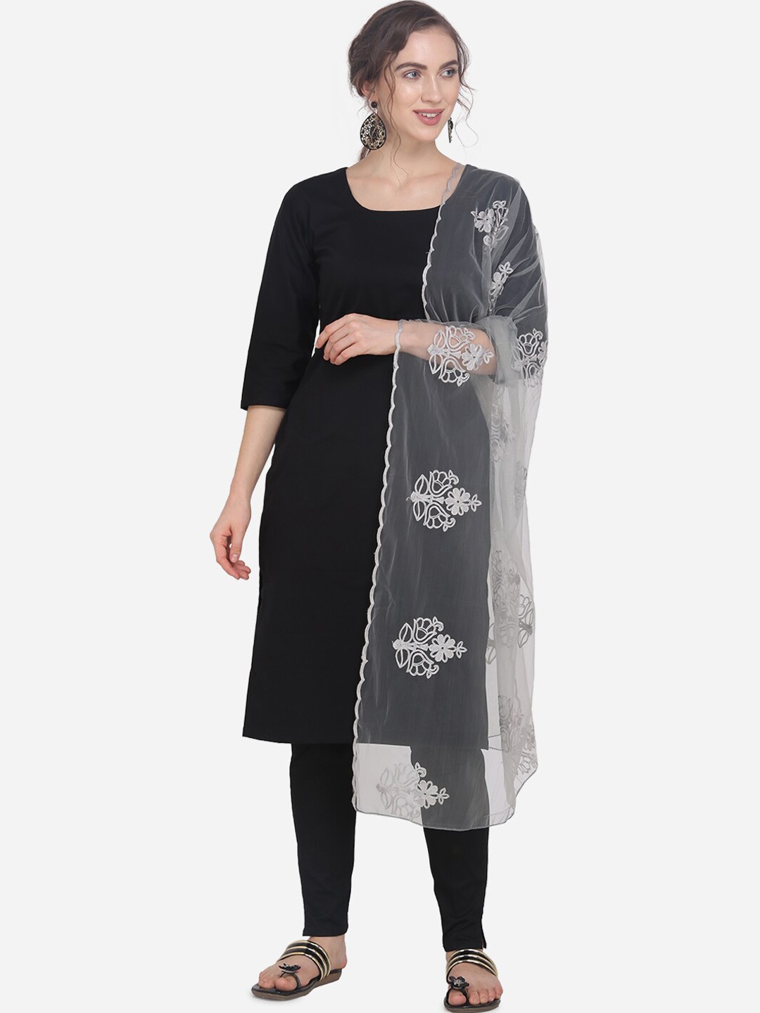 

mf Grey Embroidered Dupatta