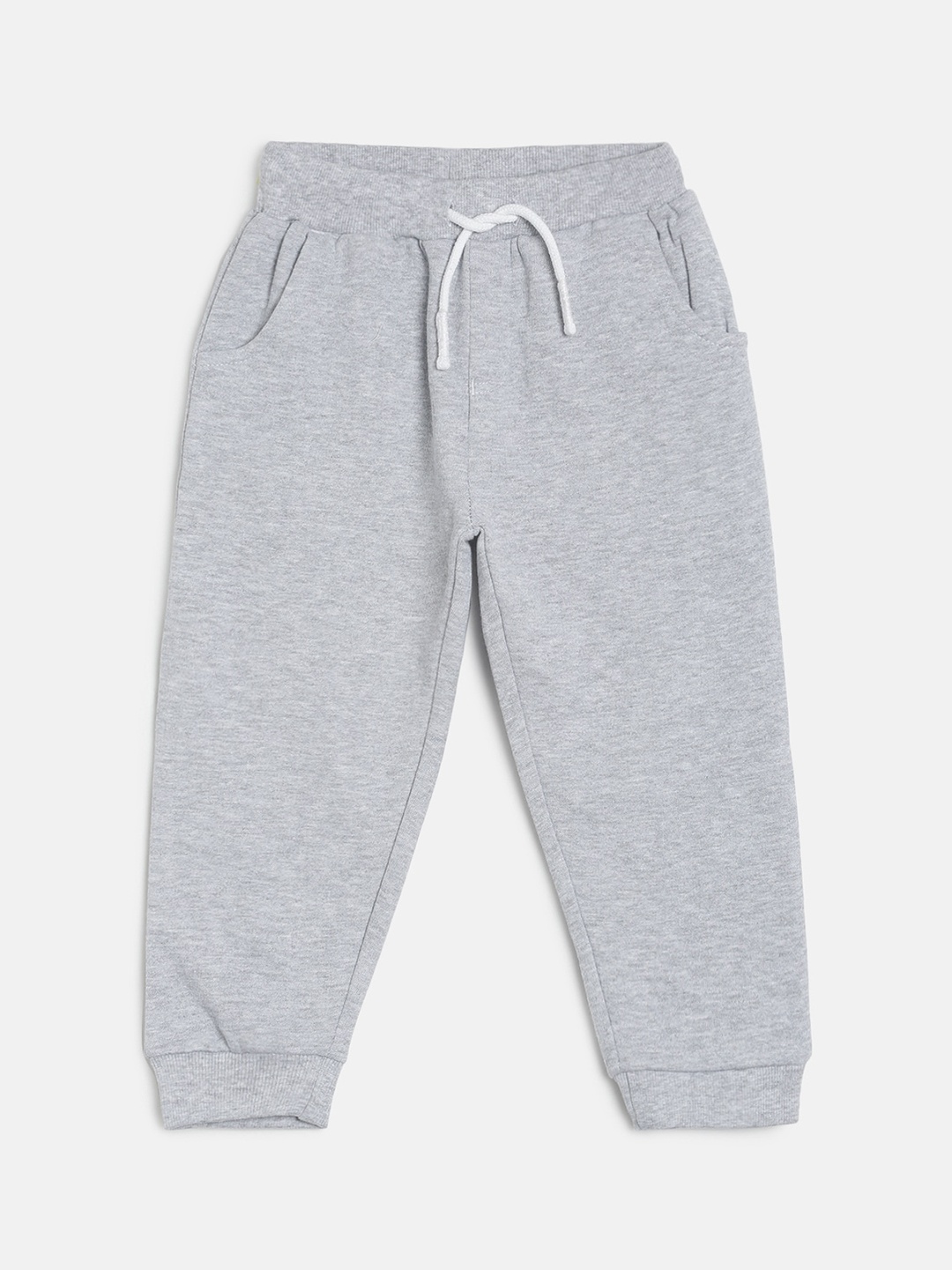 

MINI KLUB Boys Grey-Melange Solid Straight-Fit Joggers