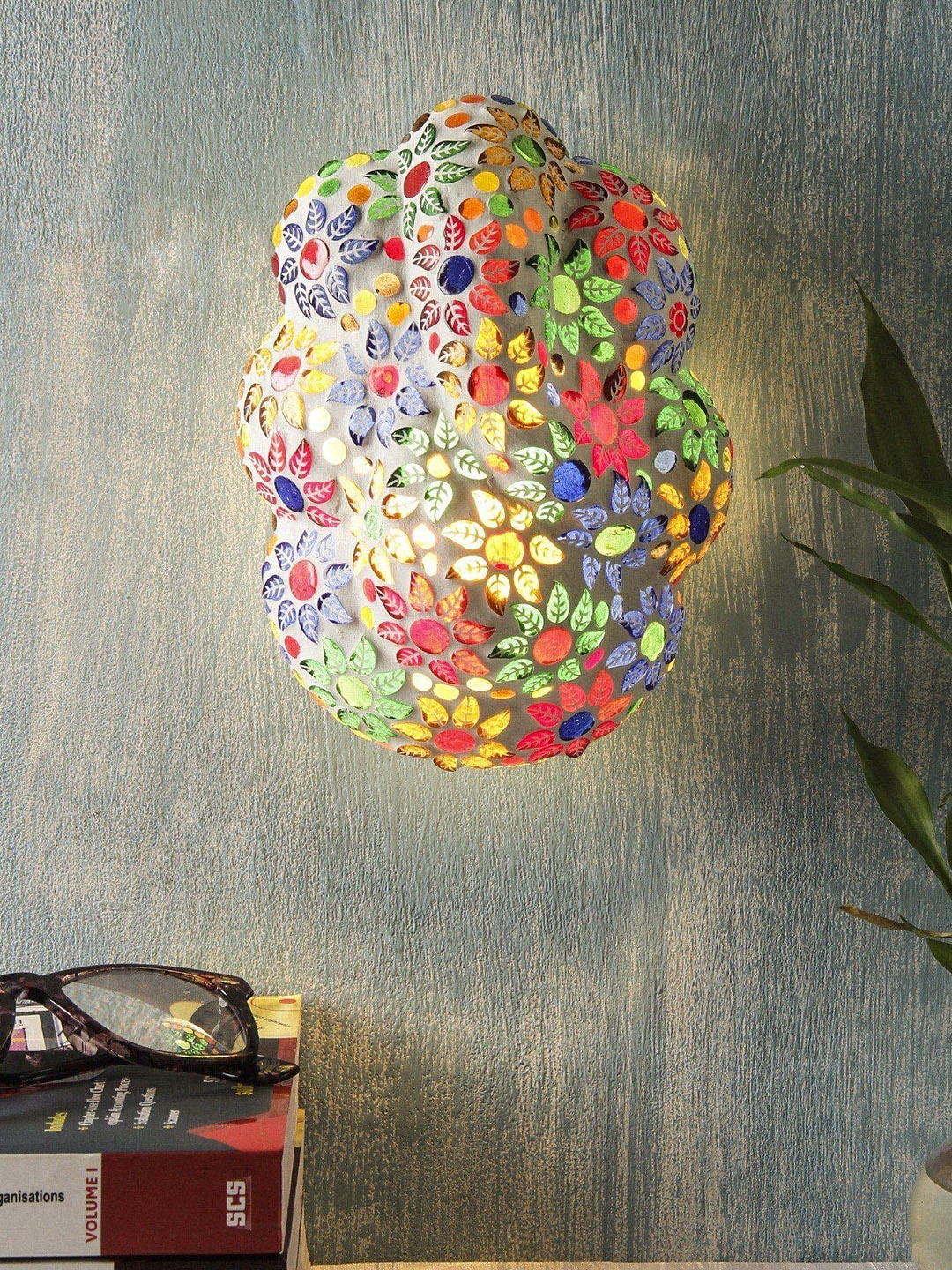 

Devansh Multicoloured Ganesh Ji Traditional Flush Mount Lamp, Multi