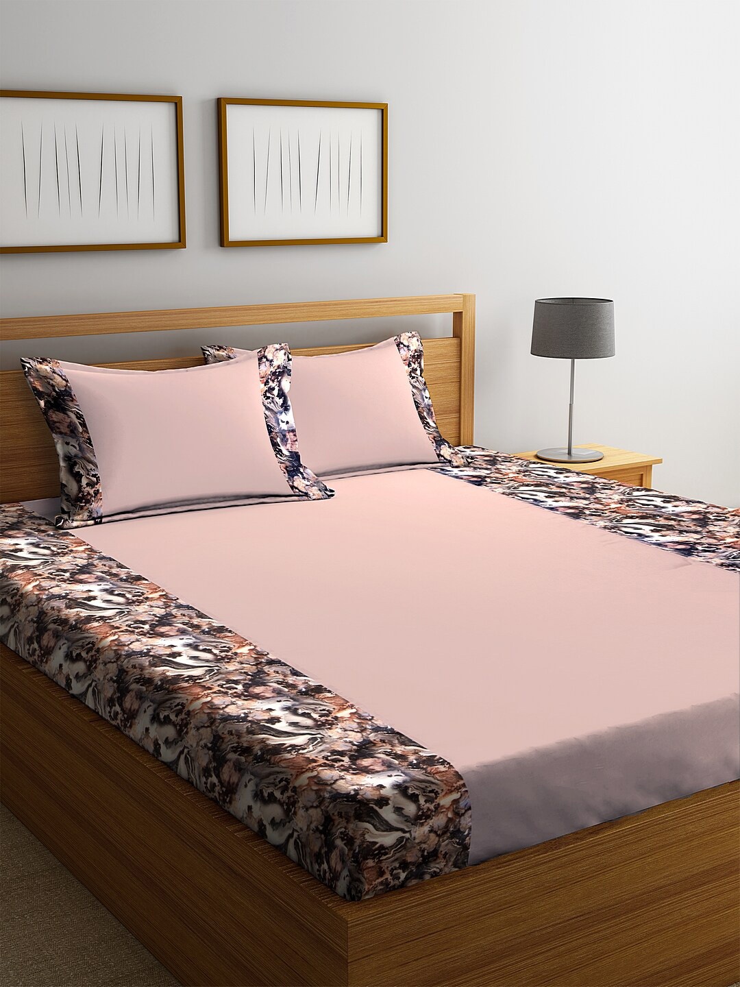 

DECOREALM Pink Solid 300 TC Poly Satin 1 King Bedsheet with 2 Pillow Covers