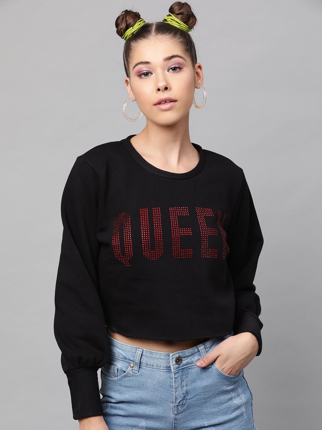 

STREET 9 Women Black Printed Sweatshirt